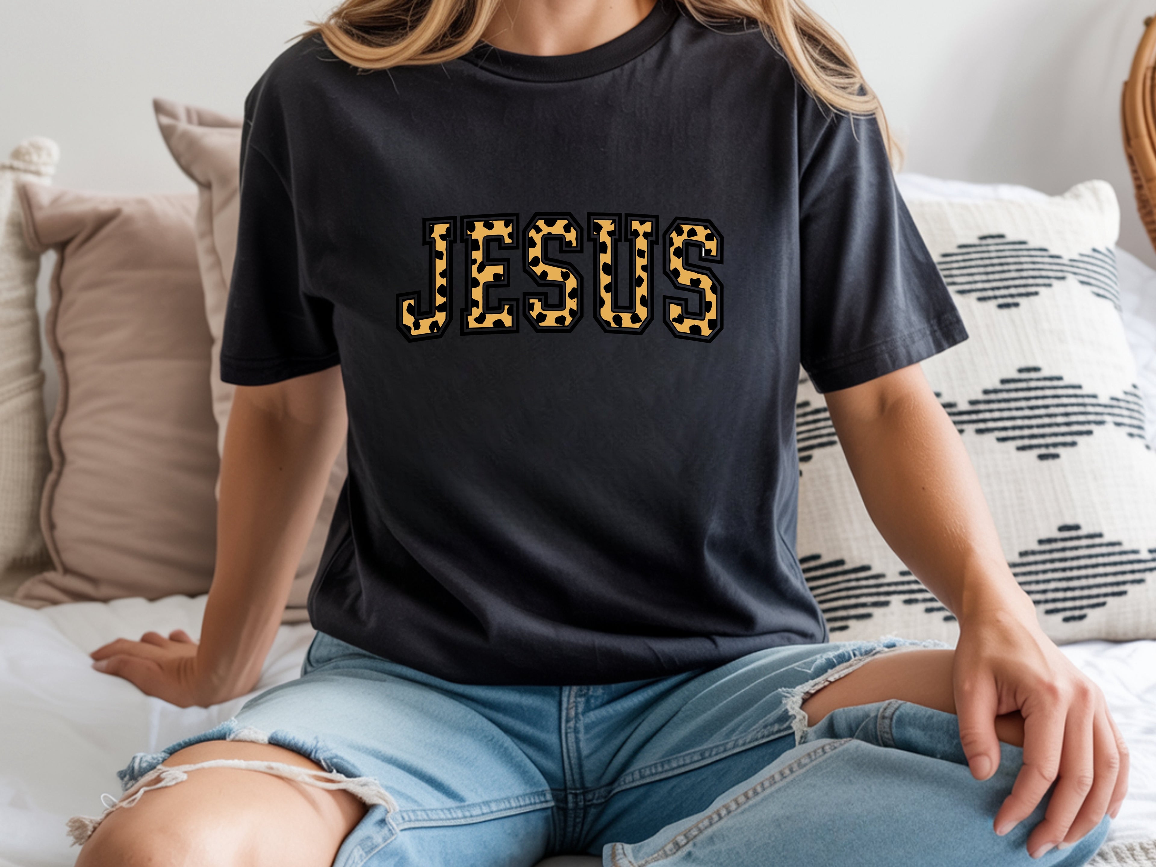 Jesus Animal Print T-Shirt - Faith-Inspired Graphic Tee