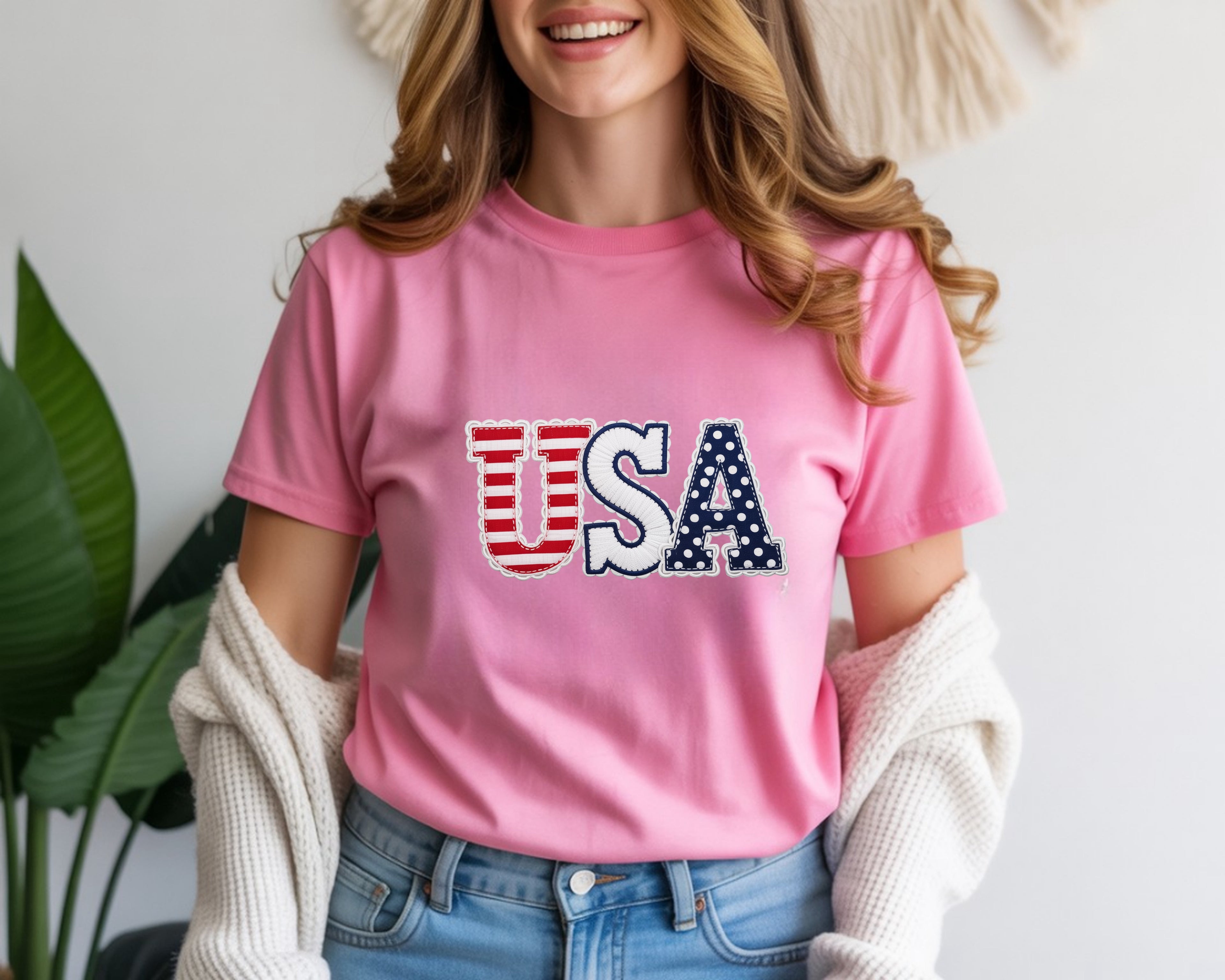 USA Faux Applique T-Shirt