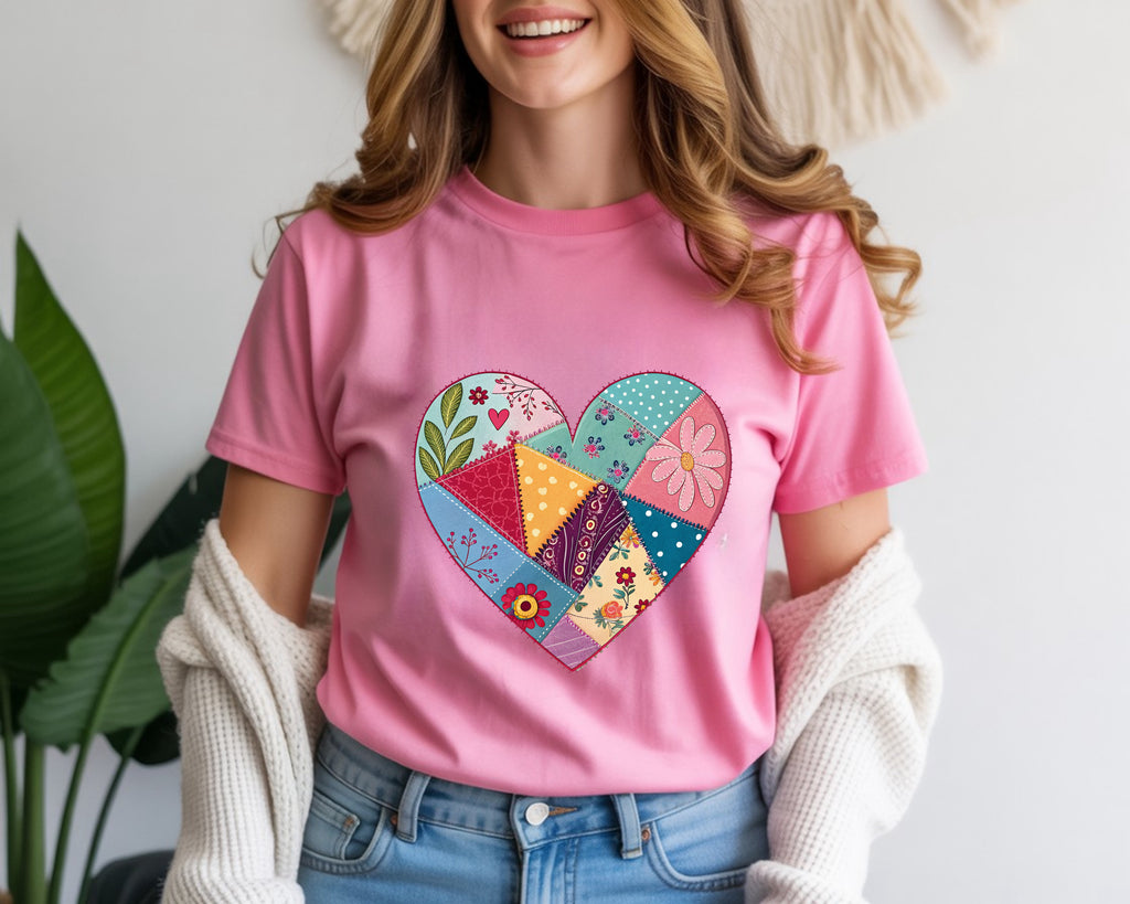Faux Patchwork Heart T-Shirt
