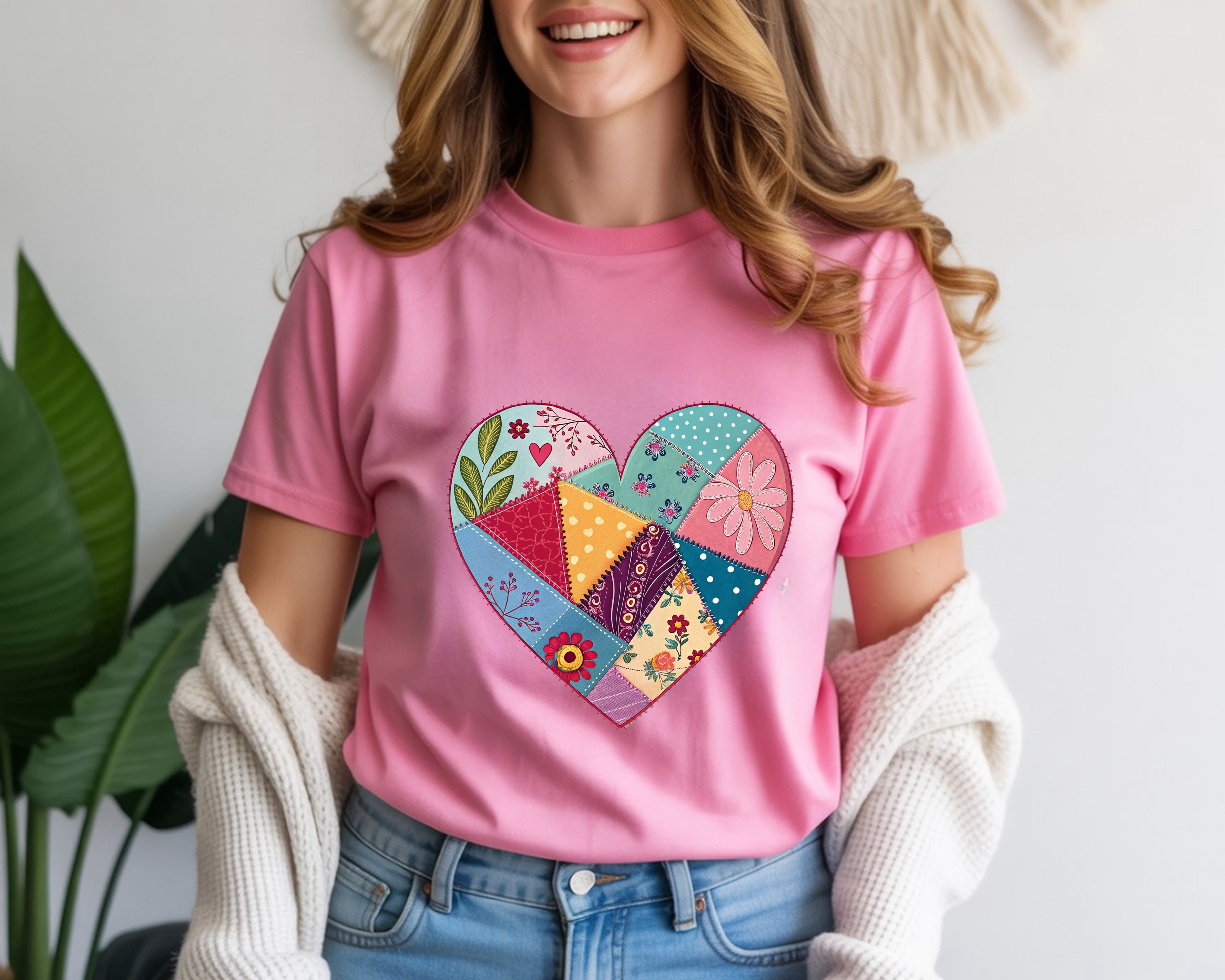 Faux Patchwork Heart T-Shirt