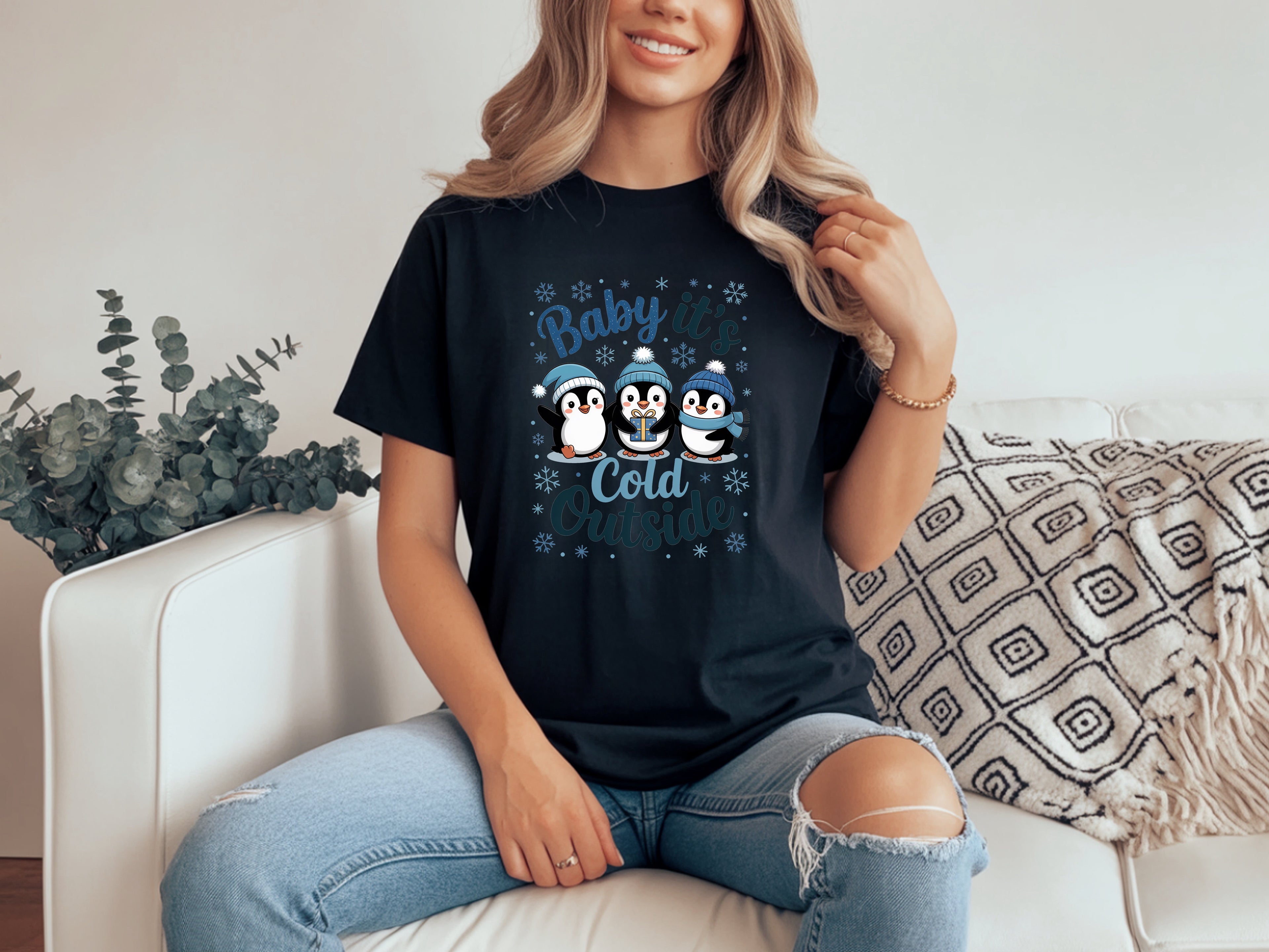 Baby It's Cold Outside Penguin Themed  T-Shirt