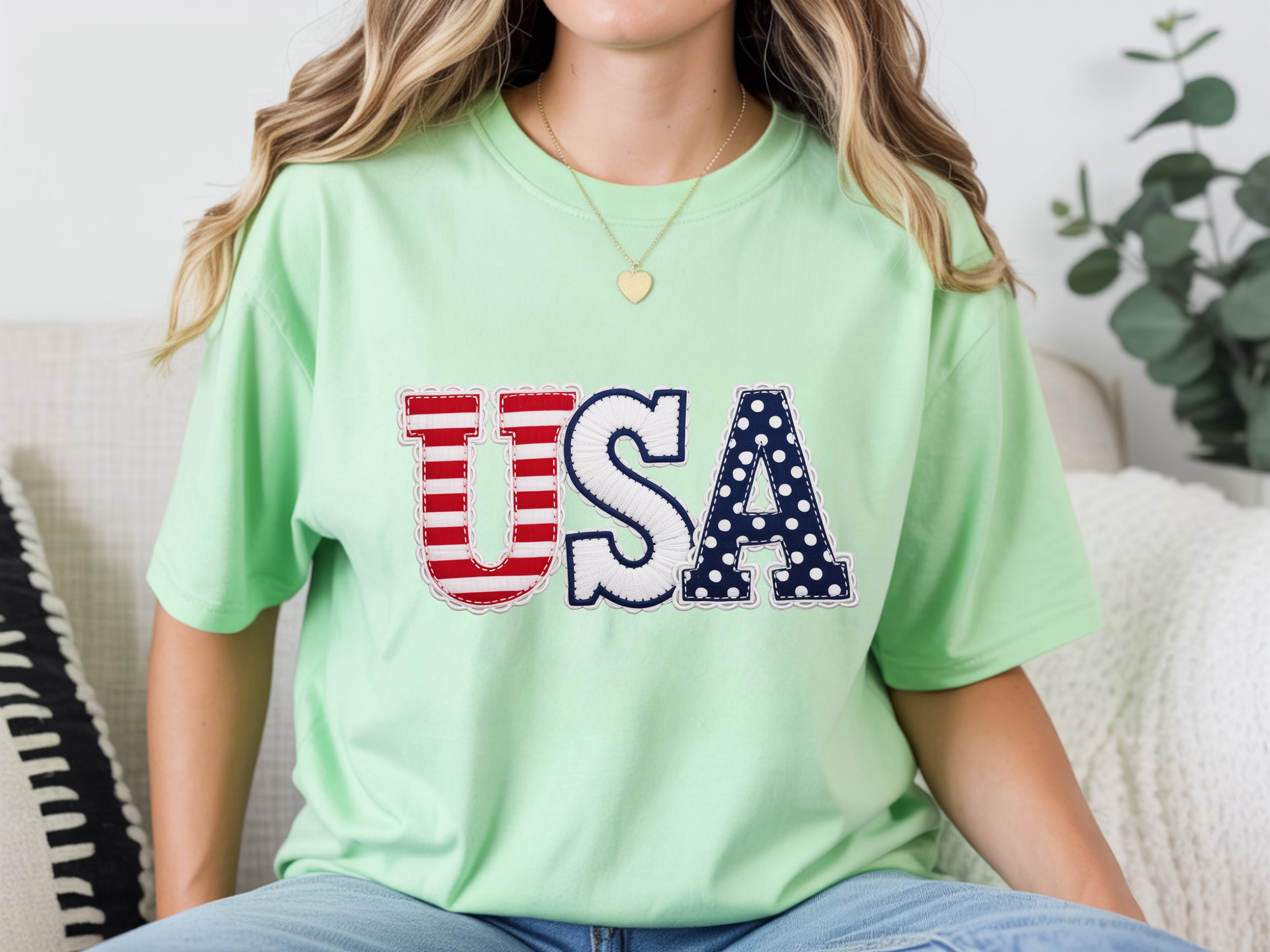 USA Faux Applique T-Shirt