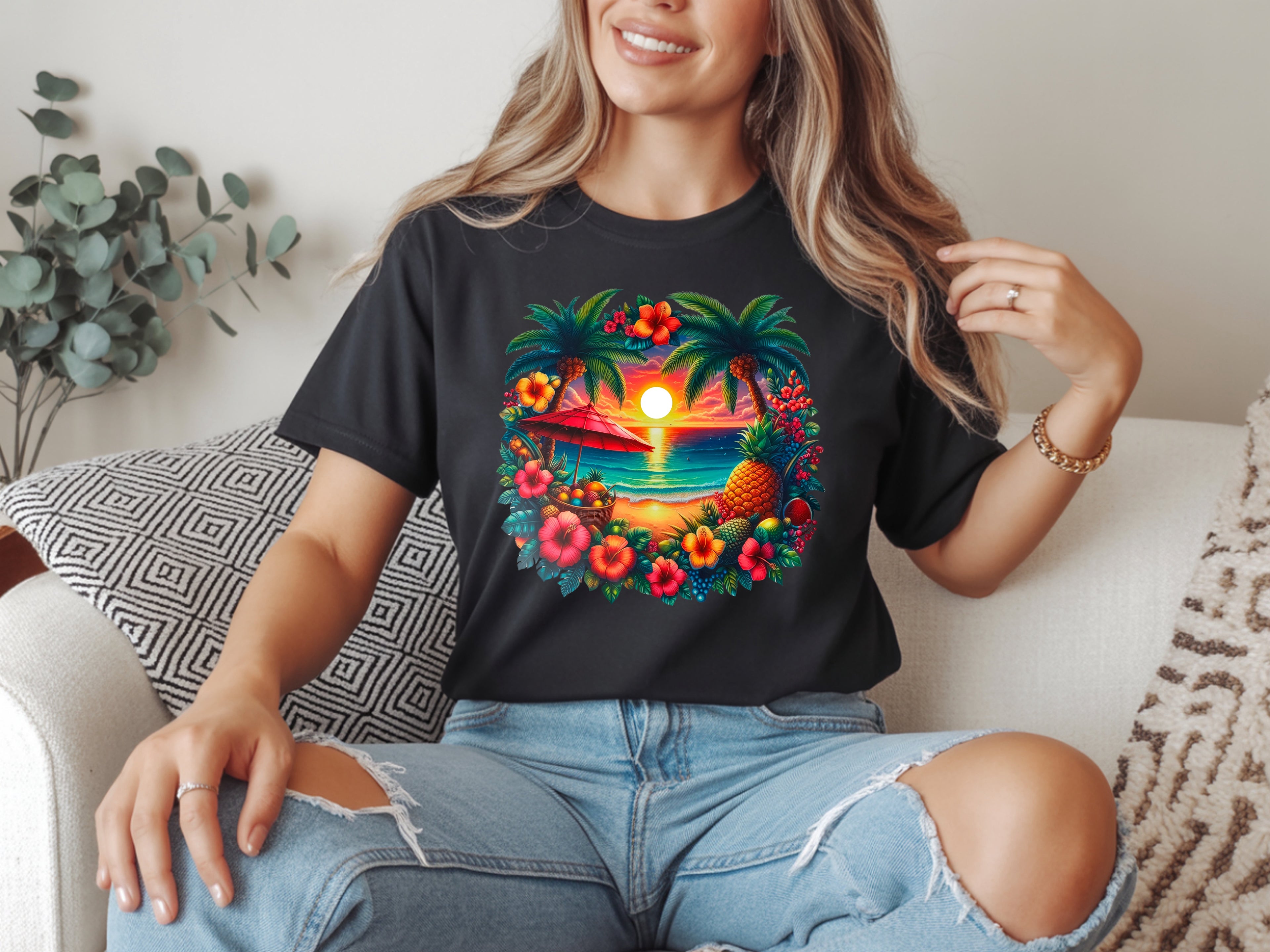Vibrant Tropical Paradise Palm T-Shirt