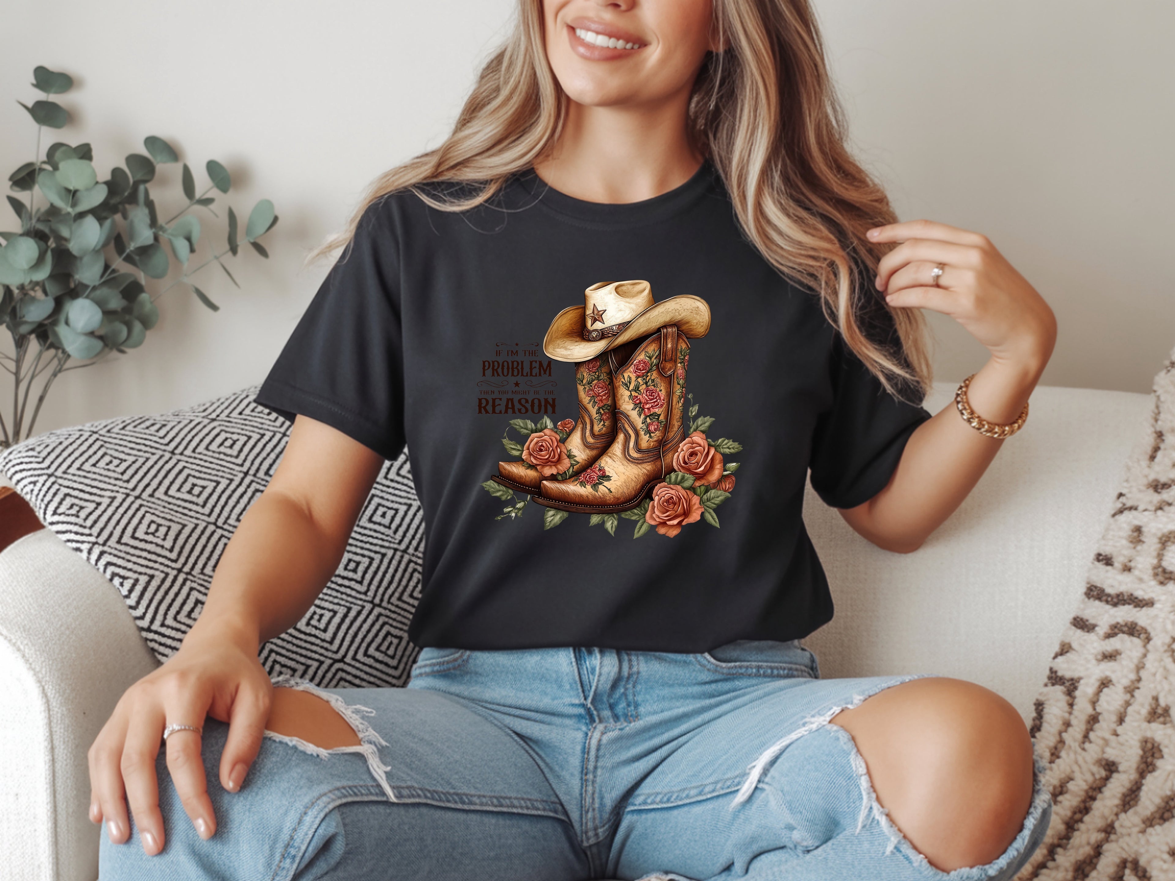 Well bless your heart If I'm the Problem...Sassy Floral Boots T-Shirt