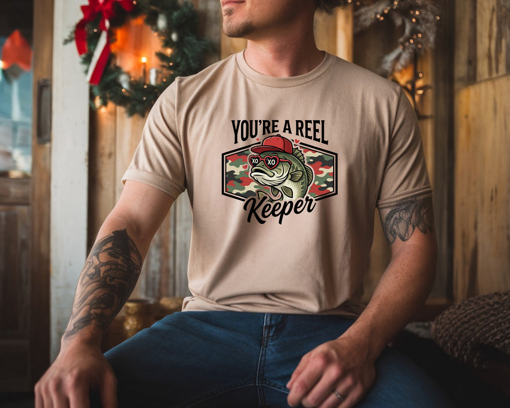 You're A Reel Keeper Fish Valentine Graphic Tee – Funny Fishing Love Shirt