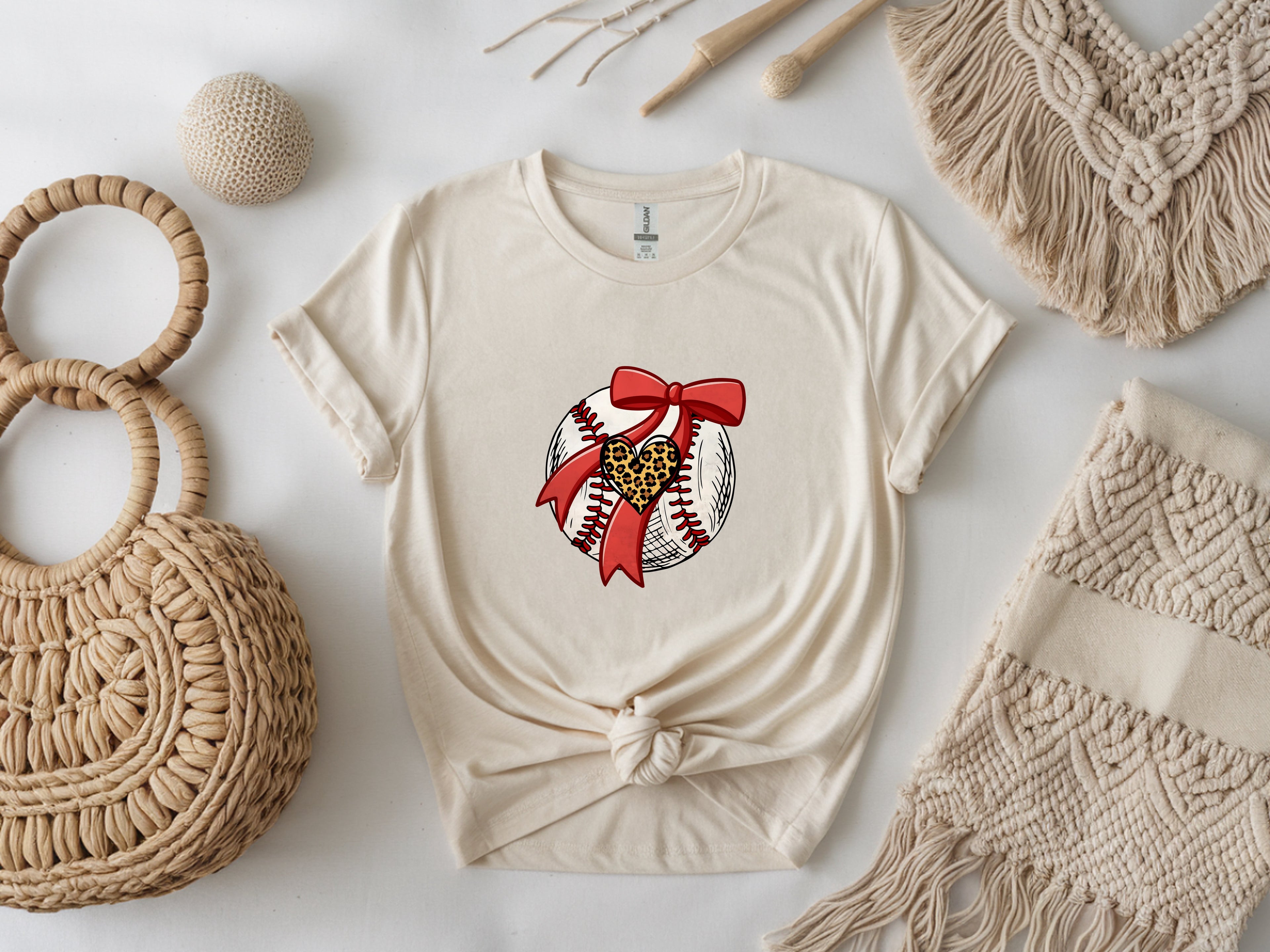 Baseball Bow & Leopard Heart T-Shirt – Baseball Mom Tee