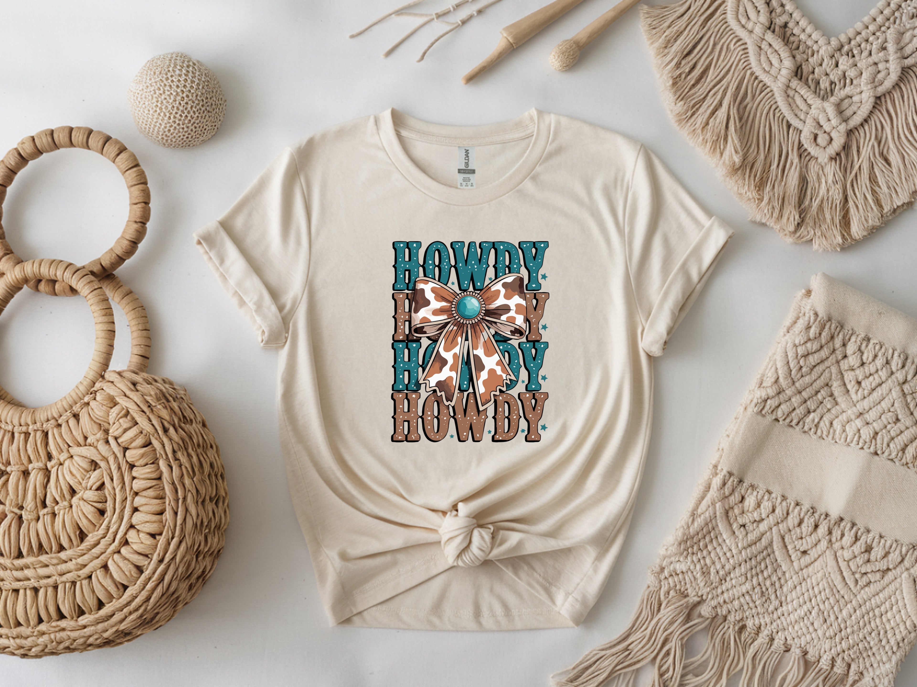 Howdy Cow Print Bow T-Shirt - Western Graphic Tee