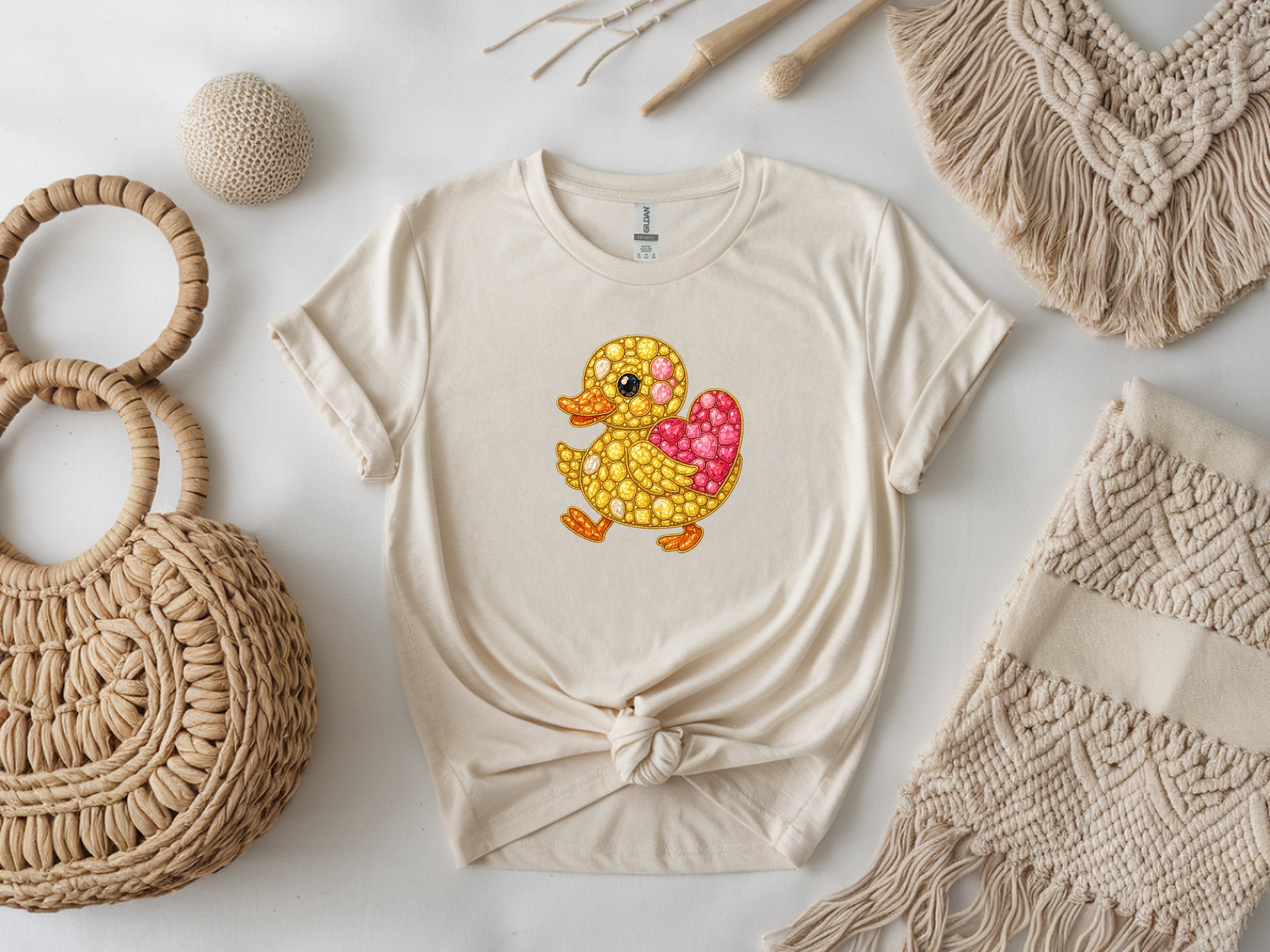 Adorable Duck Bling T-Shirt – Sparkly Gem Graphic Tee