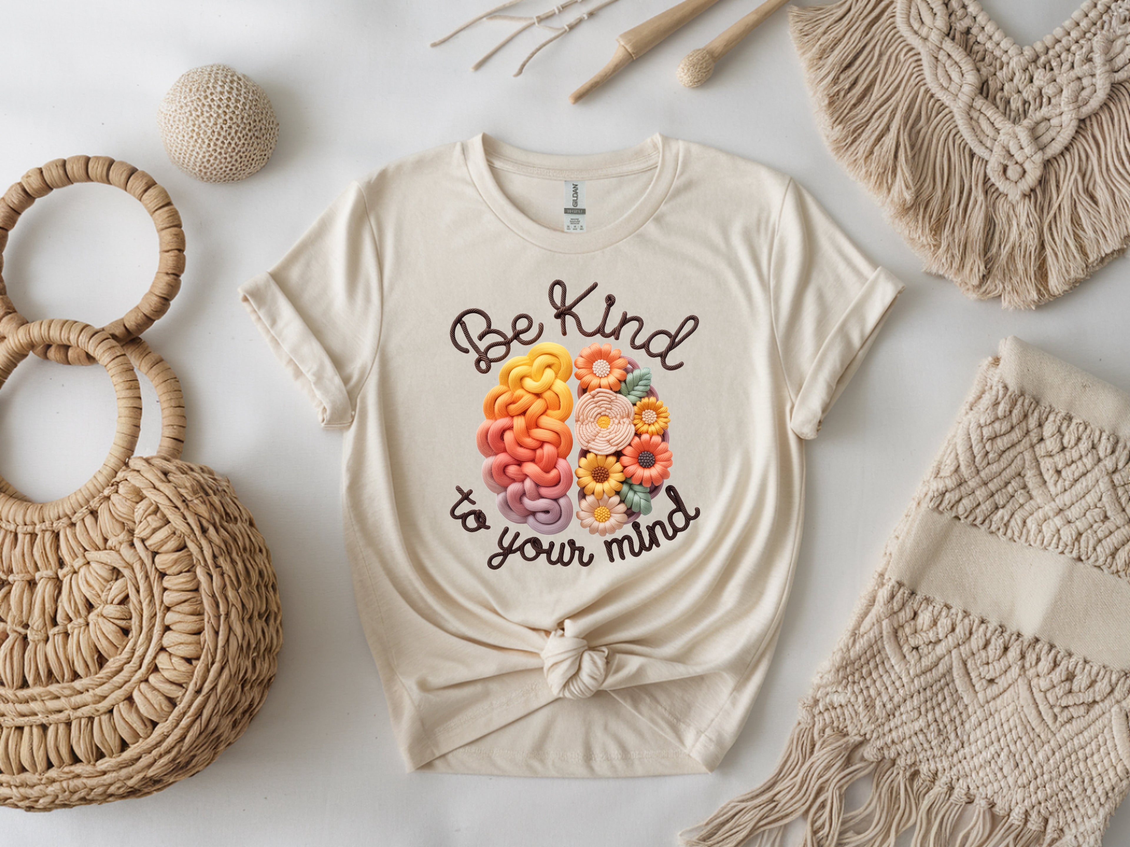 Be Kind To Your Mind Faux Yarn T-Shirt – Mental Health Awareness Tee