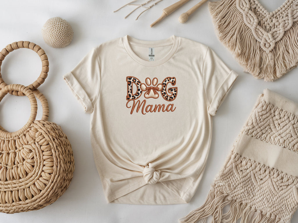Dog Mom Faux Embroidered Paw Print T-Shirt – Proud Dog Mama Tee
