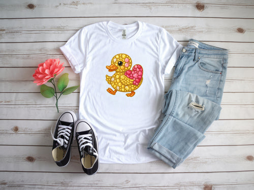 Adorable Duck Bling T-Shirt – Sparkly Gem Graphic Tee