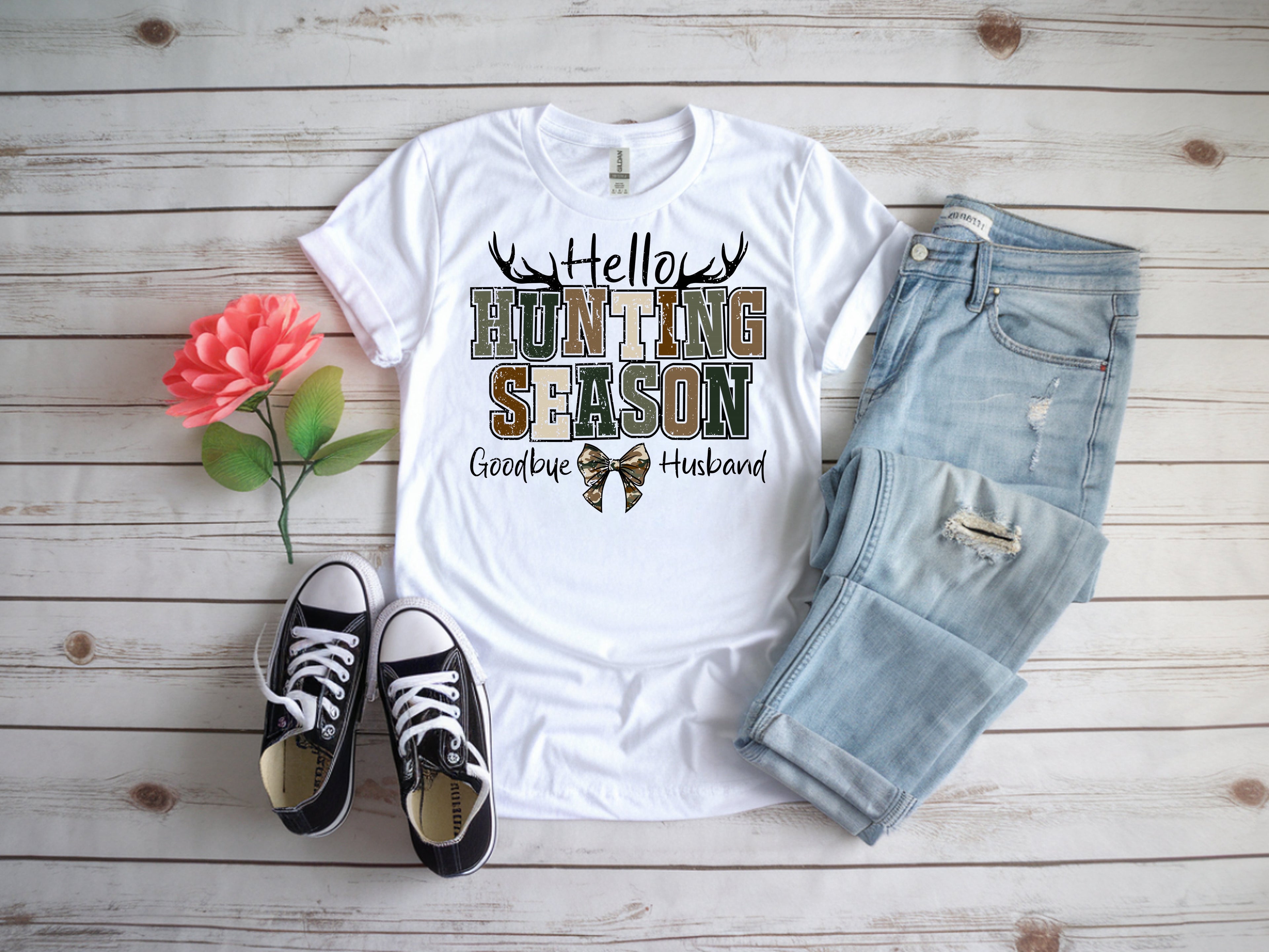 Hello Hunting Season Goodbye Husband T-Shirt – Funny Hunting Wife Tee