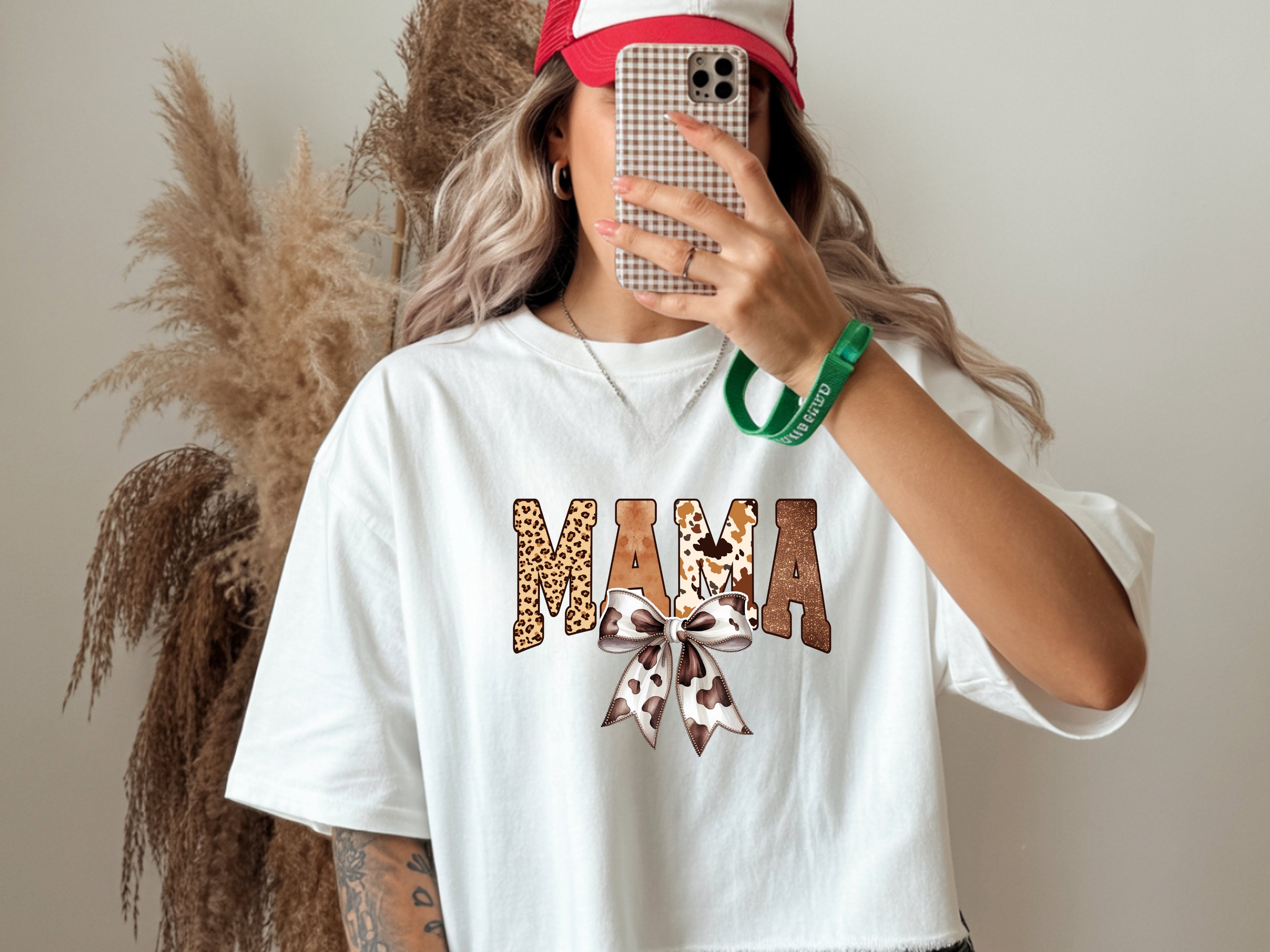 Mama Animal Print with Bow T-Shirt – Leopard, Cow Print & More