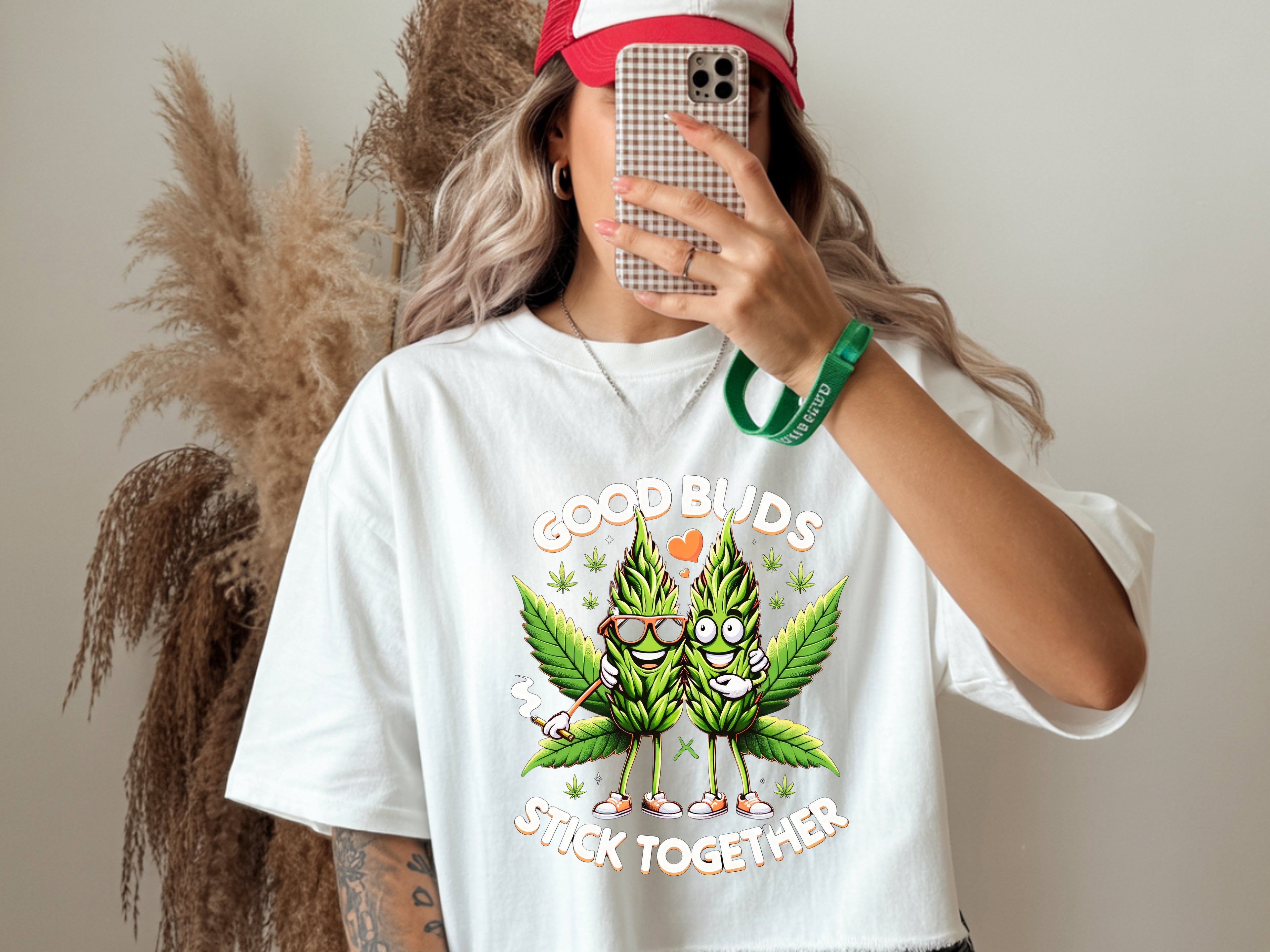 Cool Buds Stick Together T-Shirt -  Cannabis Friendship Graphic