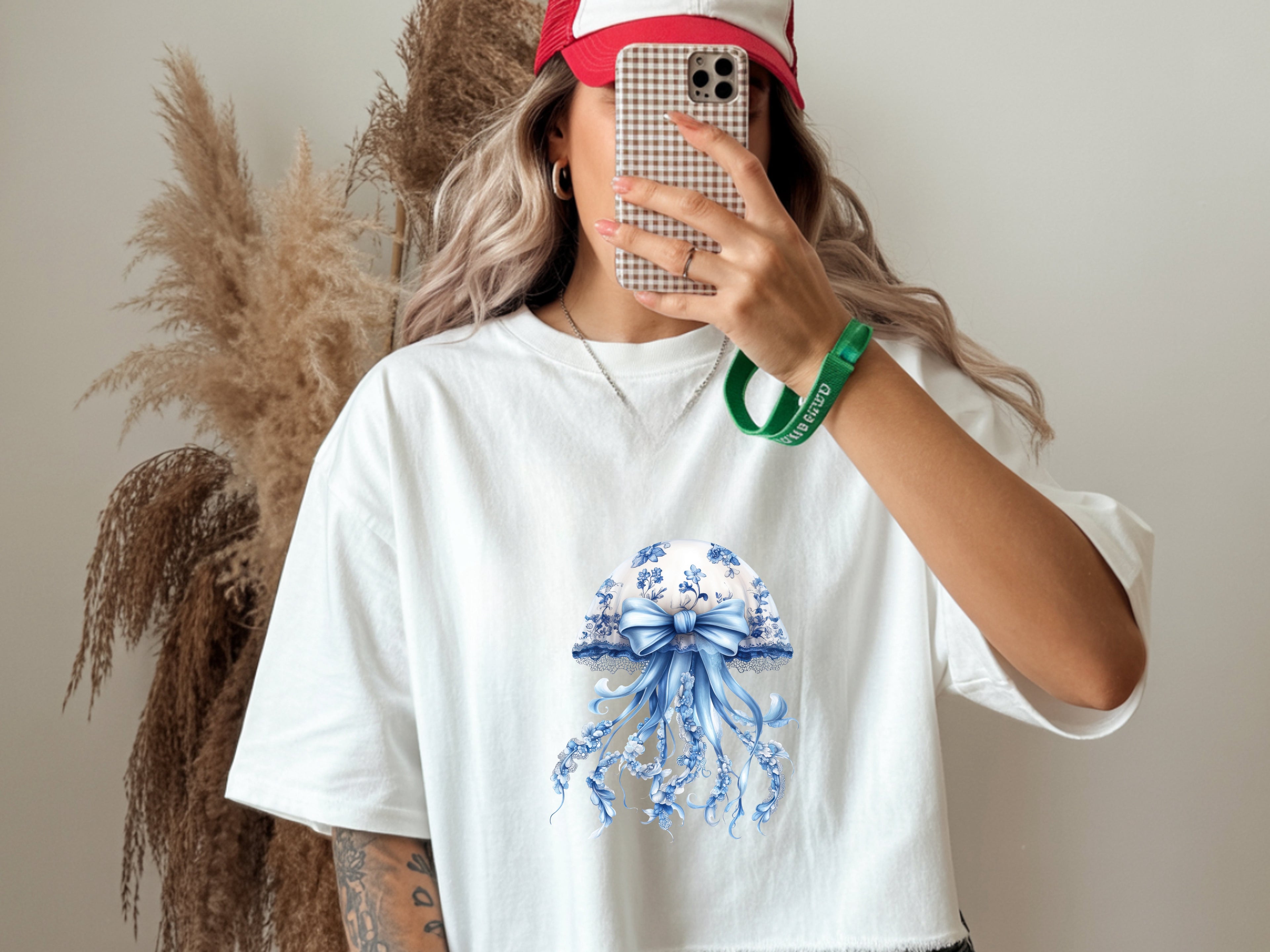 Blue & White Lacey Jellyfish T-Shirt – Delicate Ocean Design Tee
