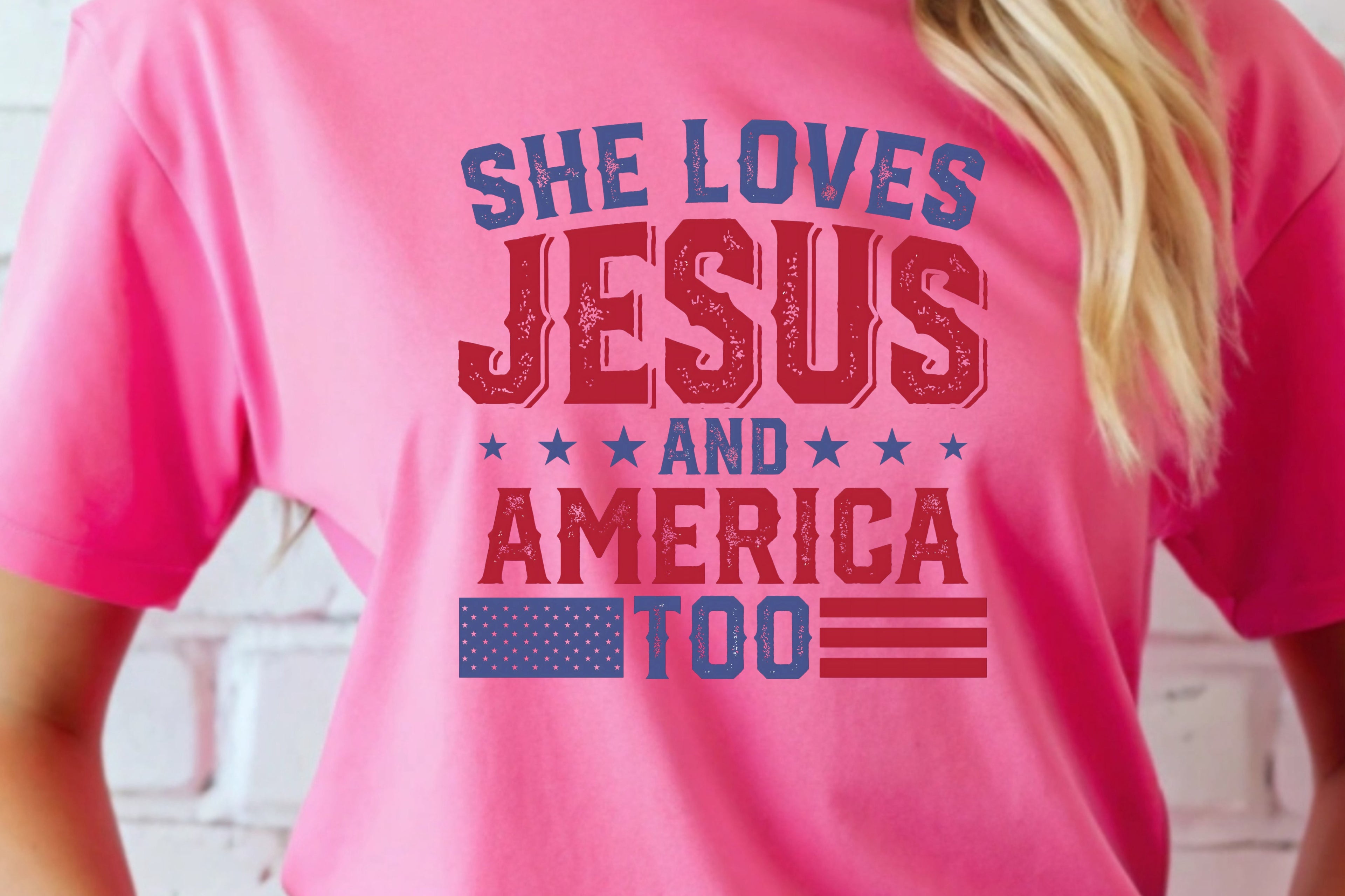 Show Off Your Faith & Patriotism: She Loves Jesus and America Too T-Shirt