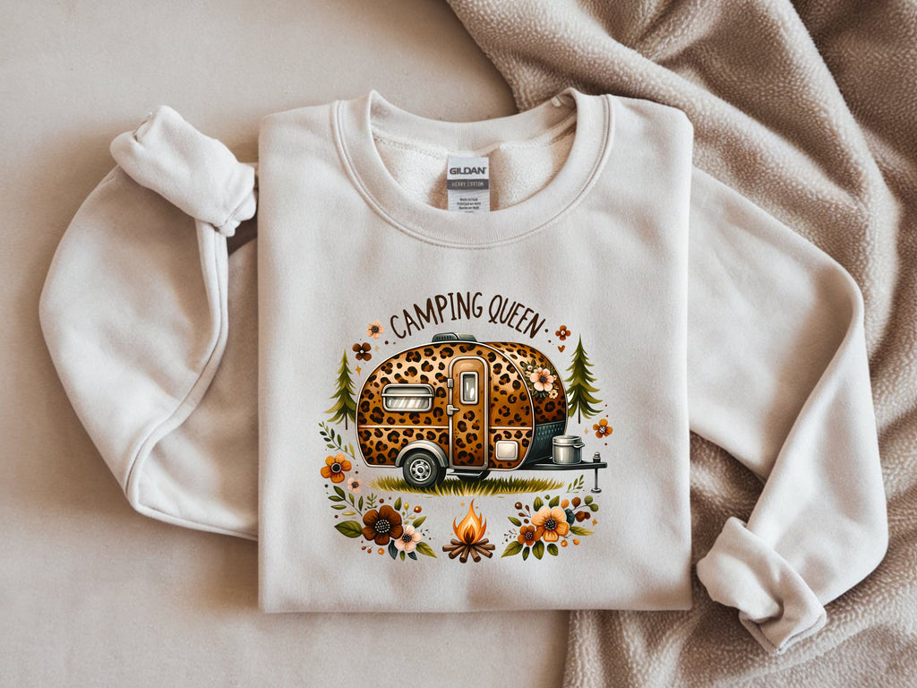 Camping Queen Sweatshirt - Outdoor Adventure Graphic Crewneck
