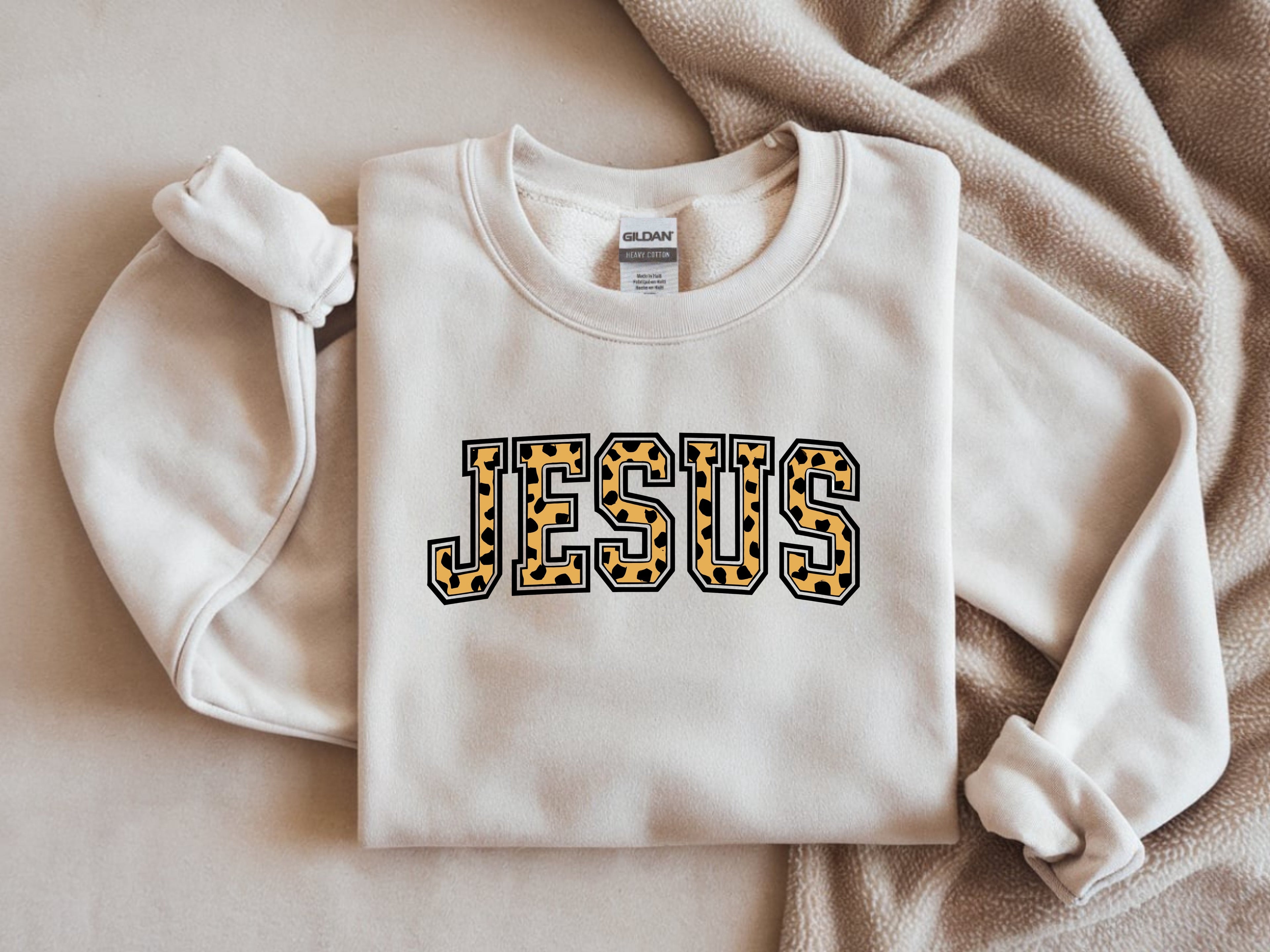 Jesus Animal Print Sweatshirt - Faith-Based Graphic Apparel