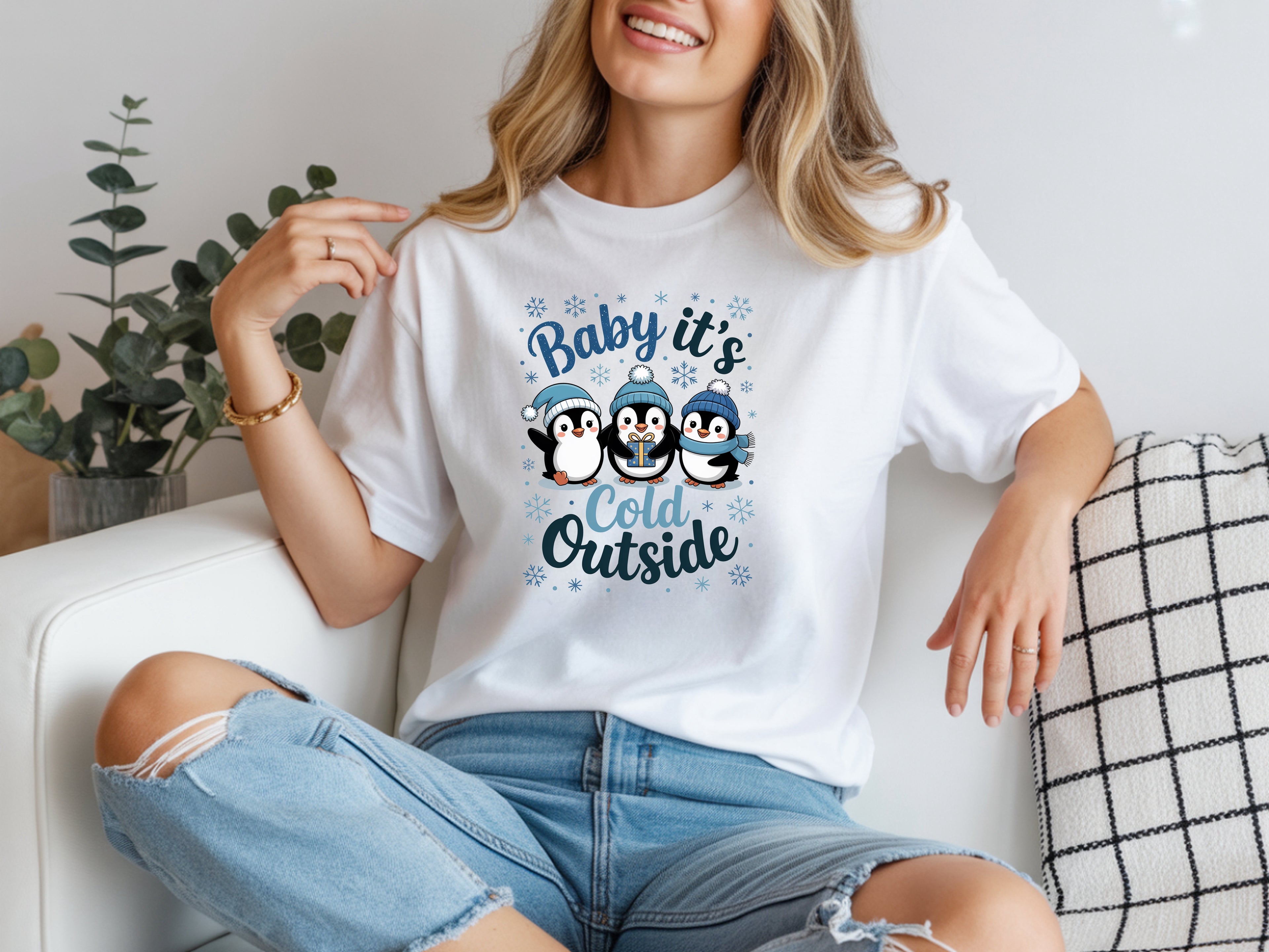 Baby It's Cold Outside Penguin Themed  T-Shirt