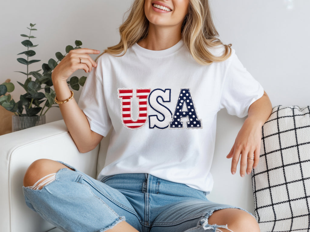 USA Faux Applique T-Shirt