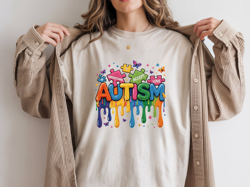 Autism Awareness Faux Yarn Puzzle T-Shirt - Premium Graphic Tee
