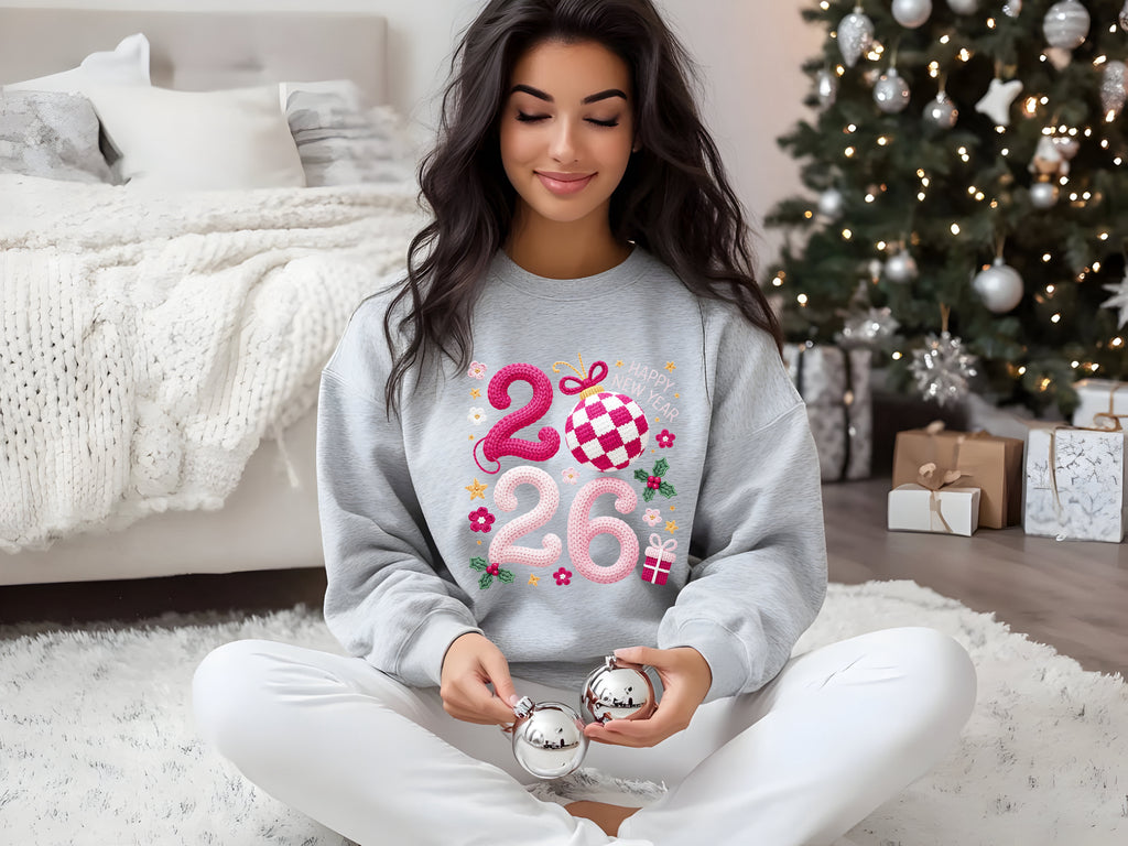2026  Faux Yarn Happy New Year Sweatshirt