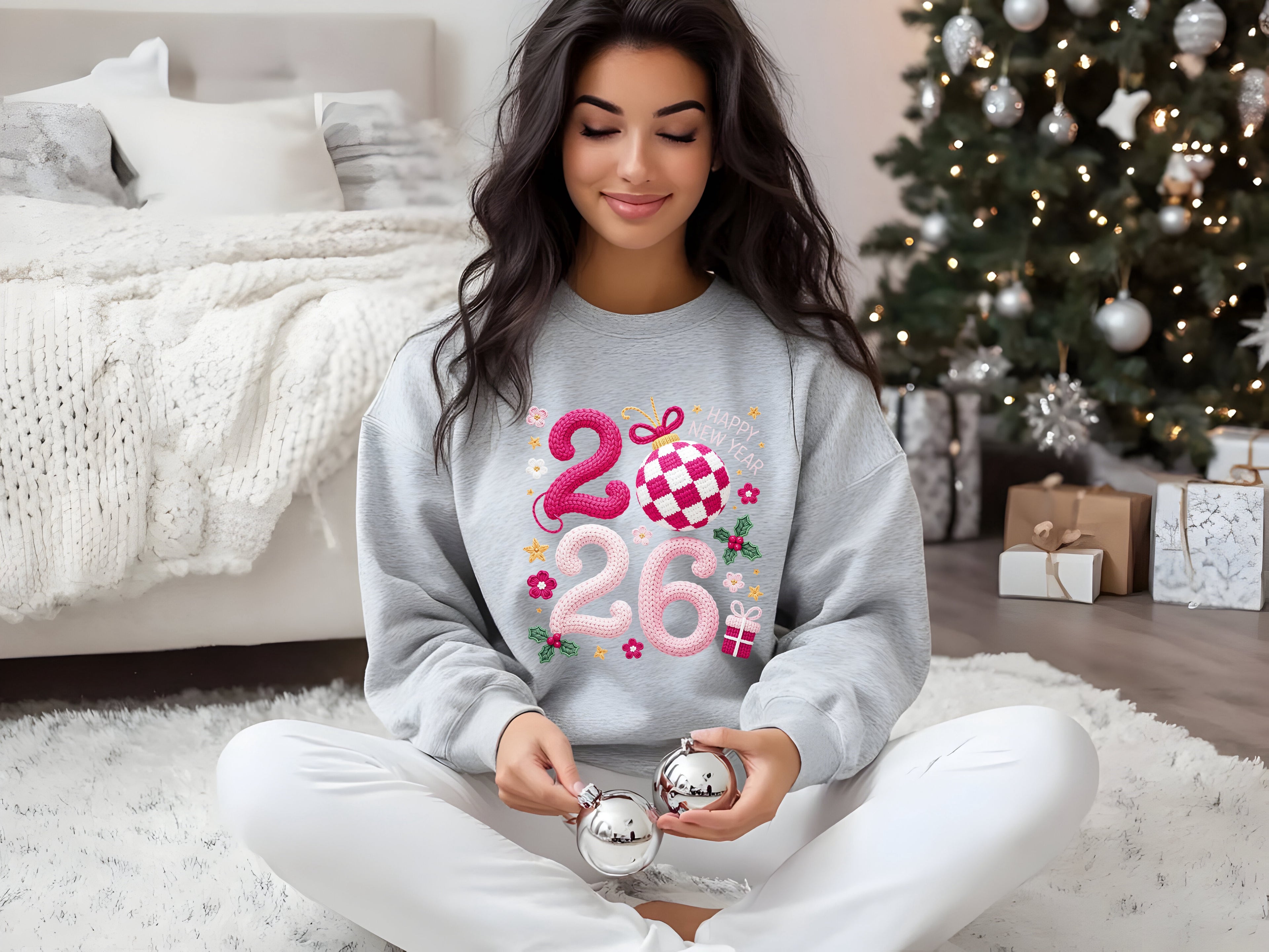 2026  Faux Yarn Happy New Year Sweatshirt