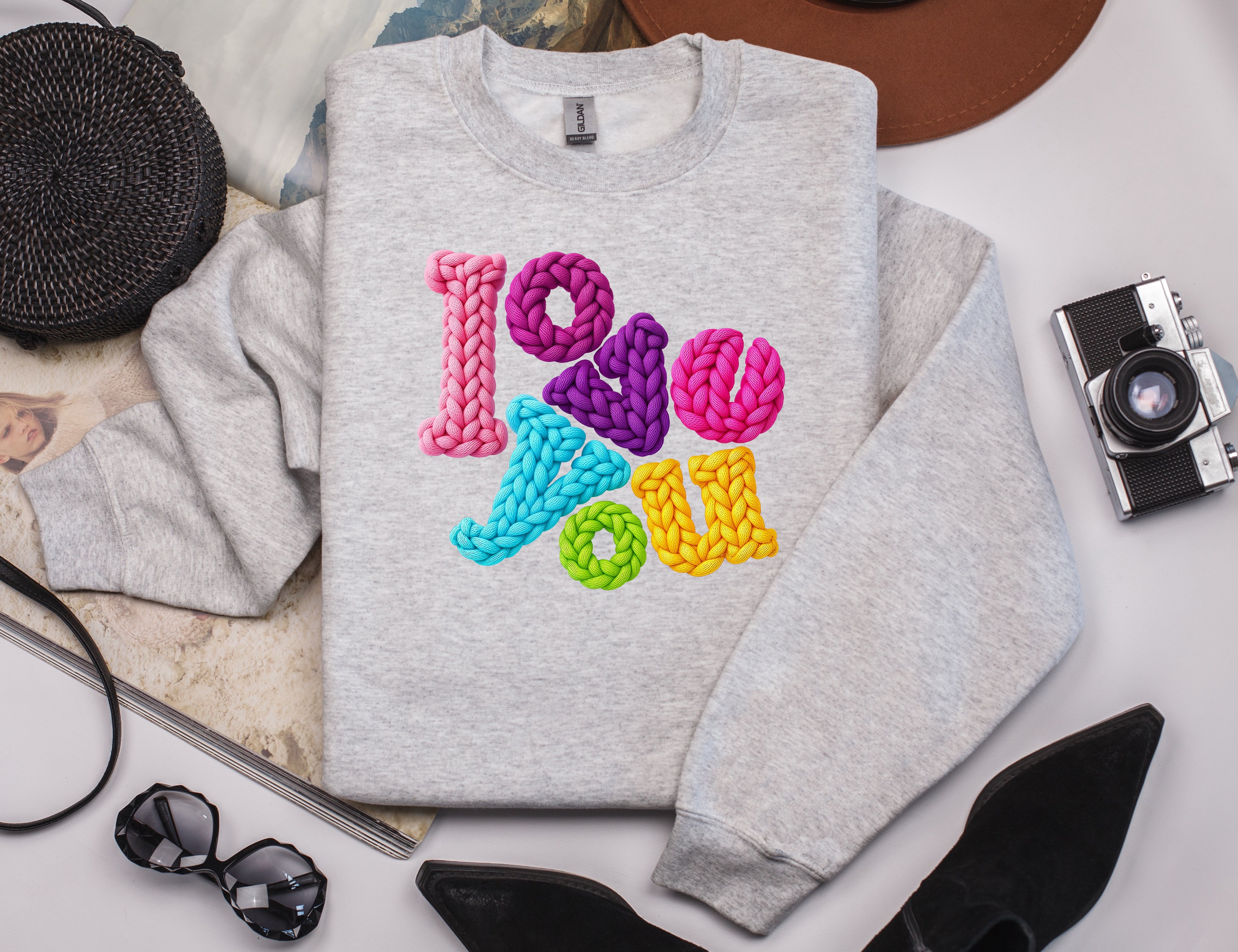 Faux Yarn Love Sweatshirt