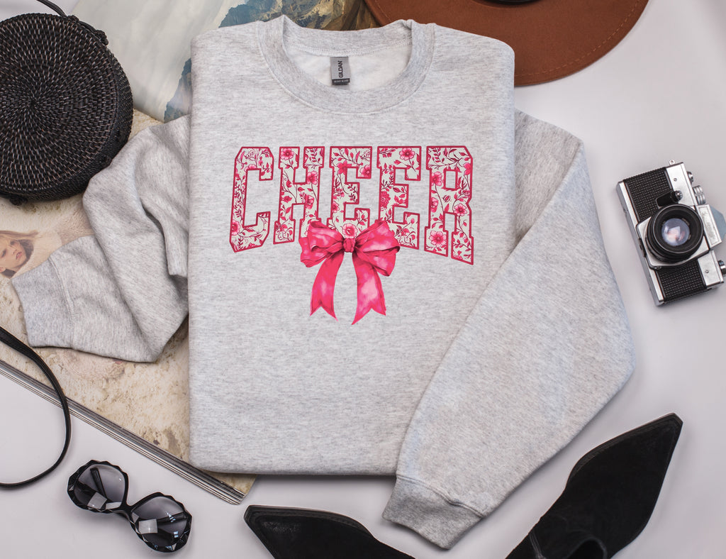 Spirit Meets Style: Floral & Bow "CHEER" Sweatshirt