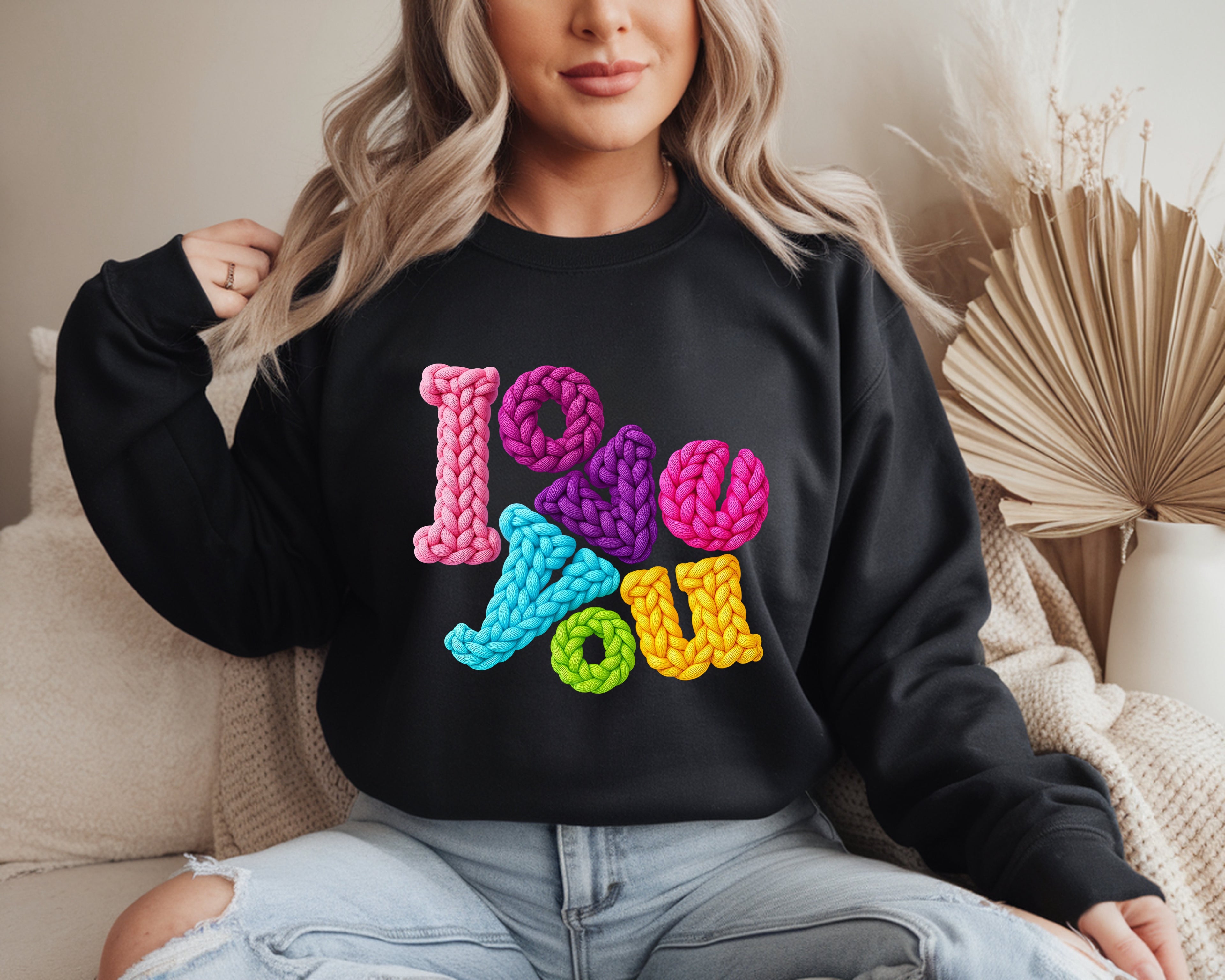 Faux Yarn Love Sweatshirt