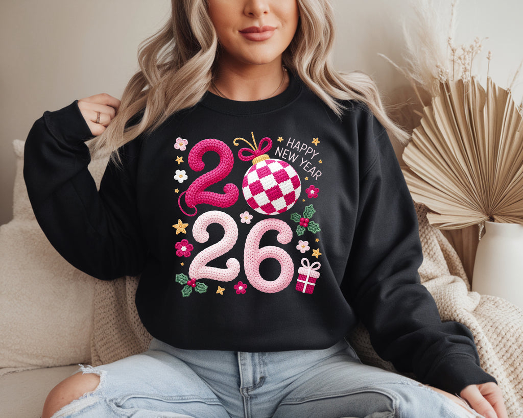 2026  Faux Yarn Happy New Year Sweatshirt