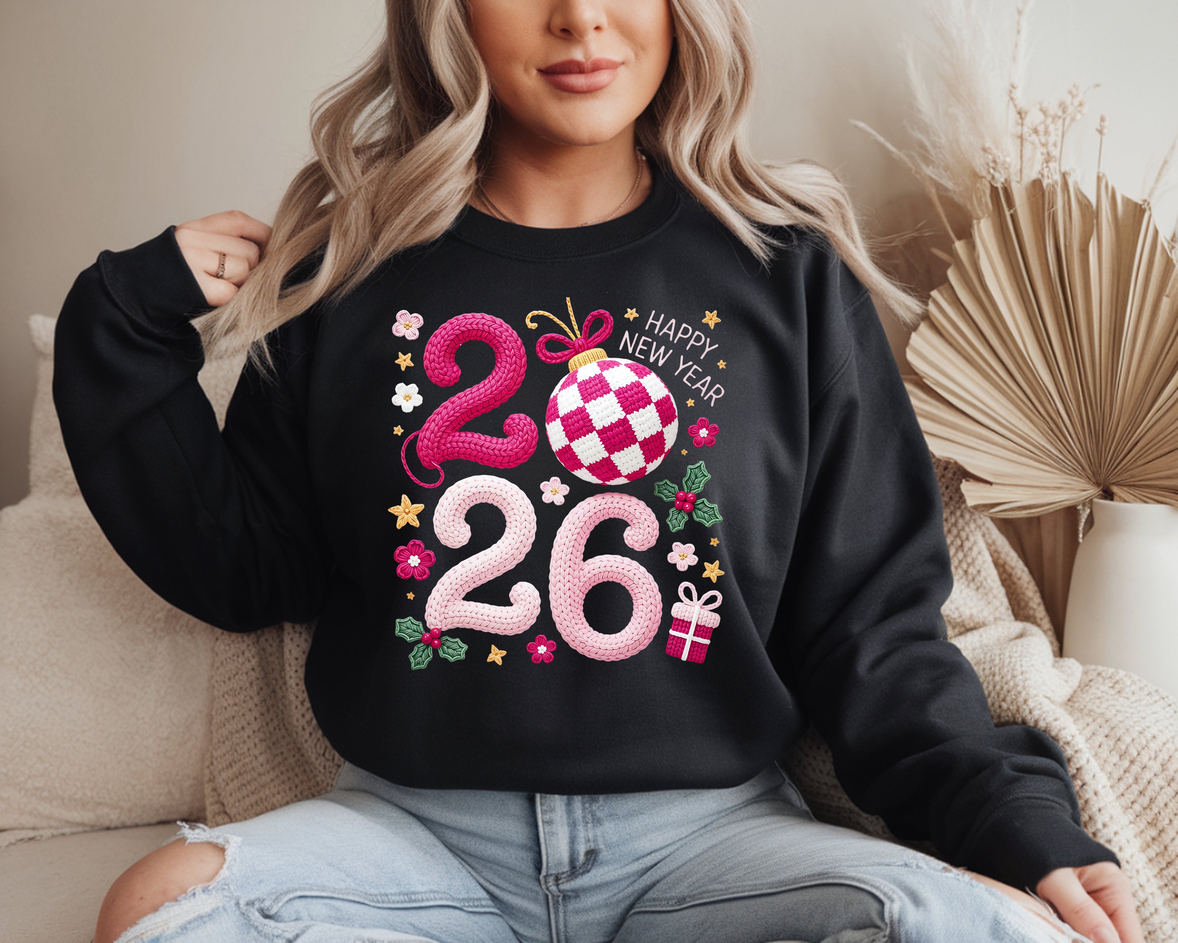 2026  Faux Yarn Happy New Year Sweatshirt
