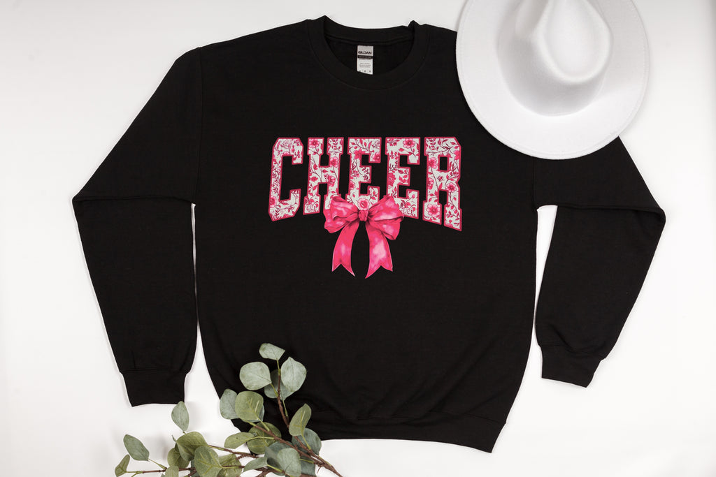 Spirit Meets Style: Floral & Bow "CHEER" Sweatshirt