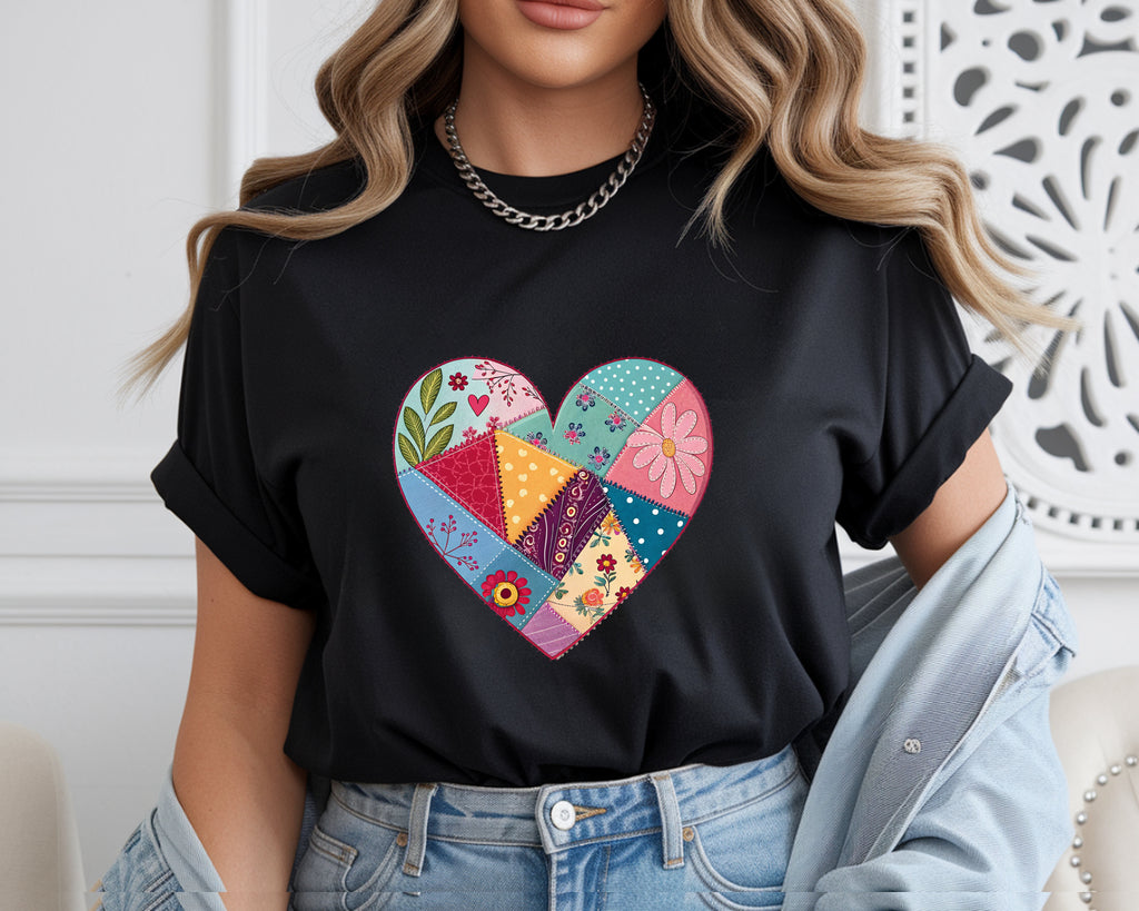 Faux Patchwork Heart T-Shirt
