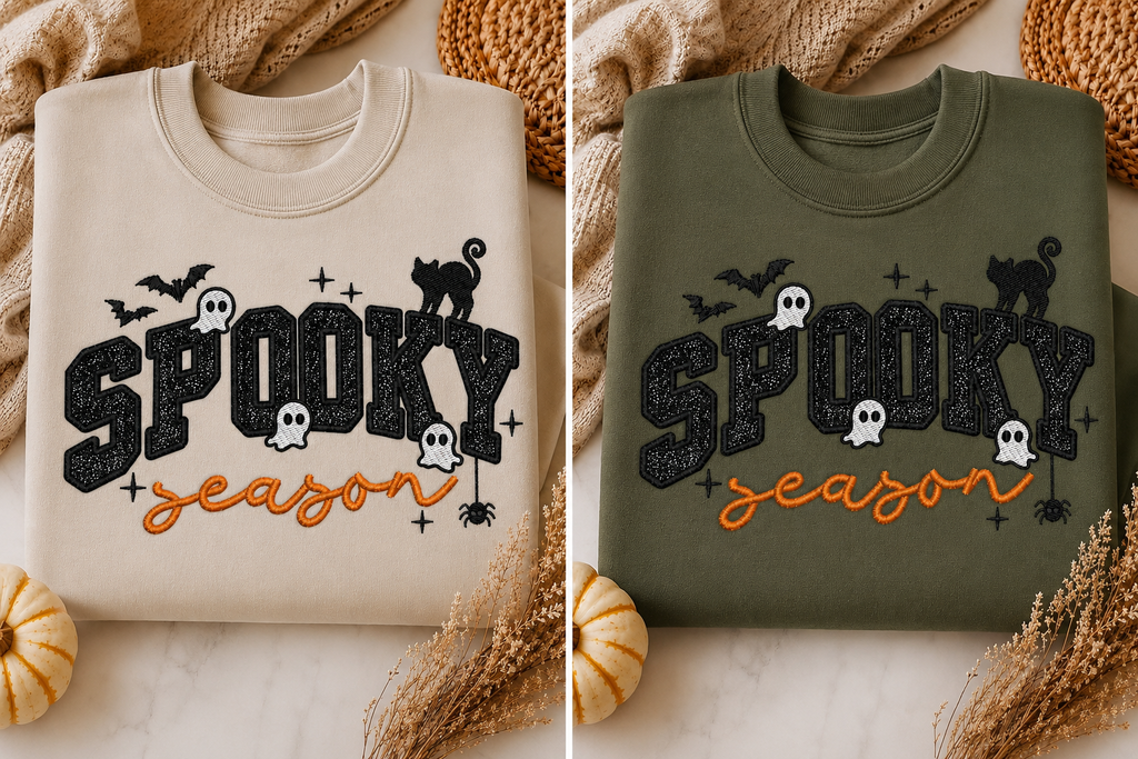Spooky Season Applique Embroidery Designed Sweatshirt