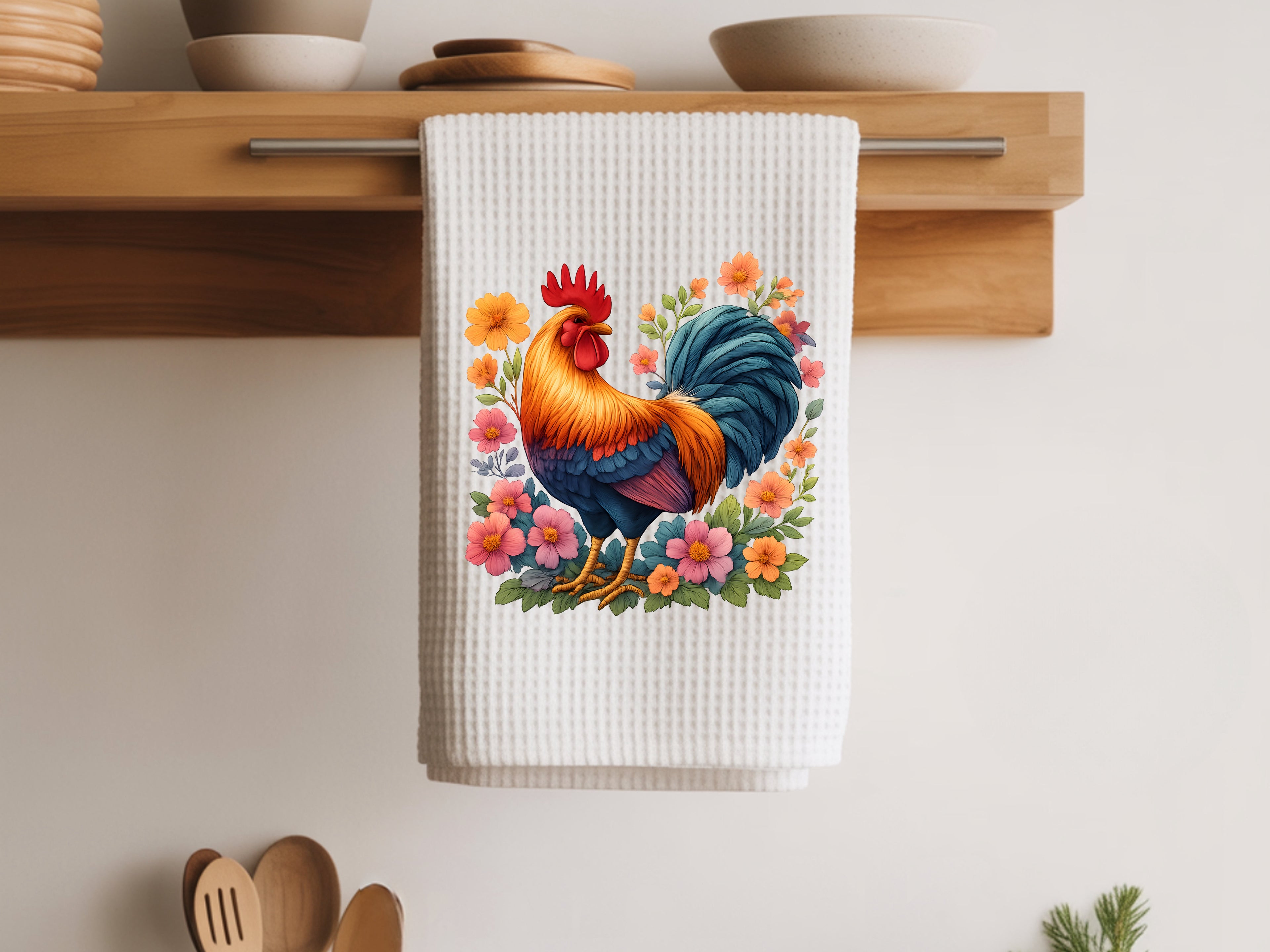 Cheerful Rooster  - Kitchen Towel