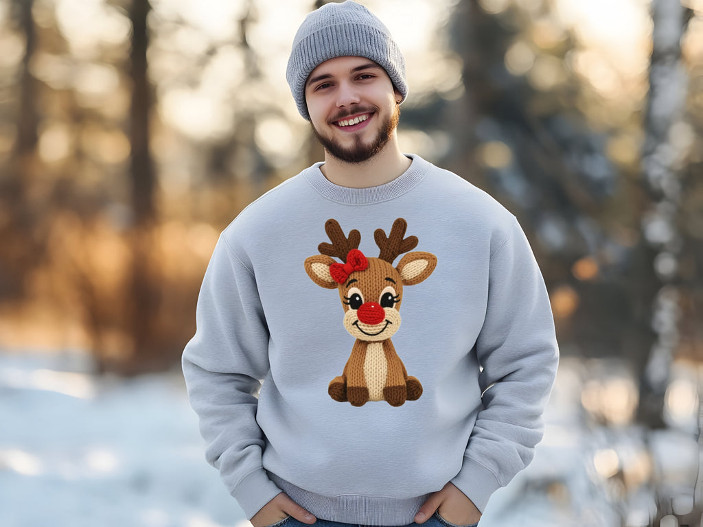 Festive Knit Girl Reindeer Sweatshirt