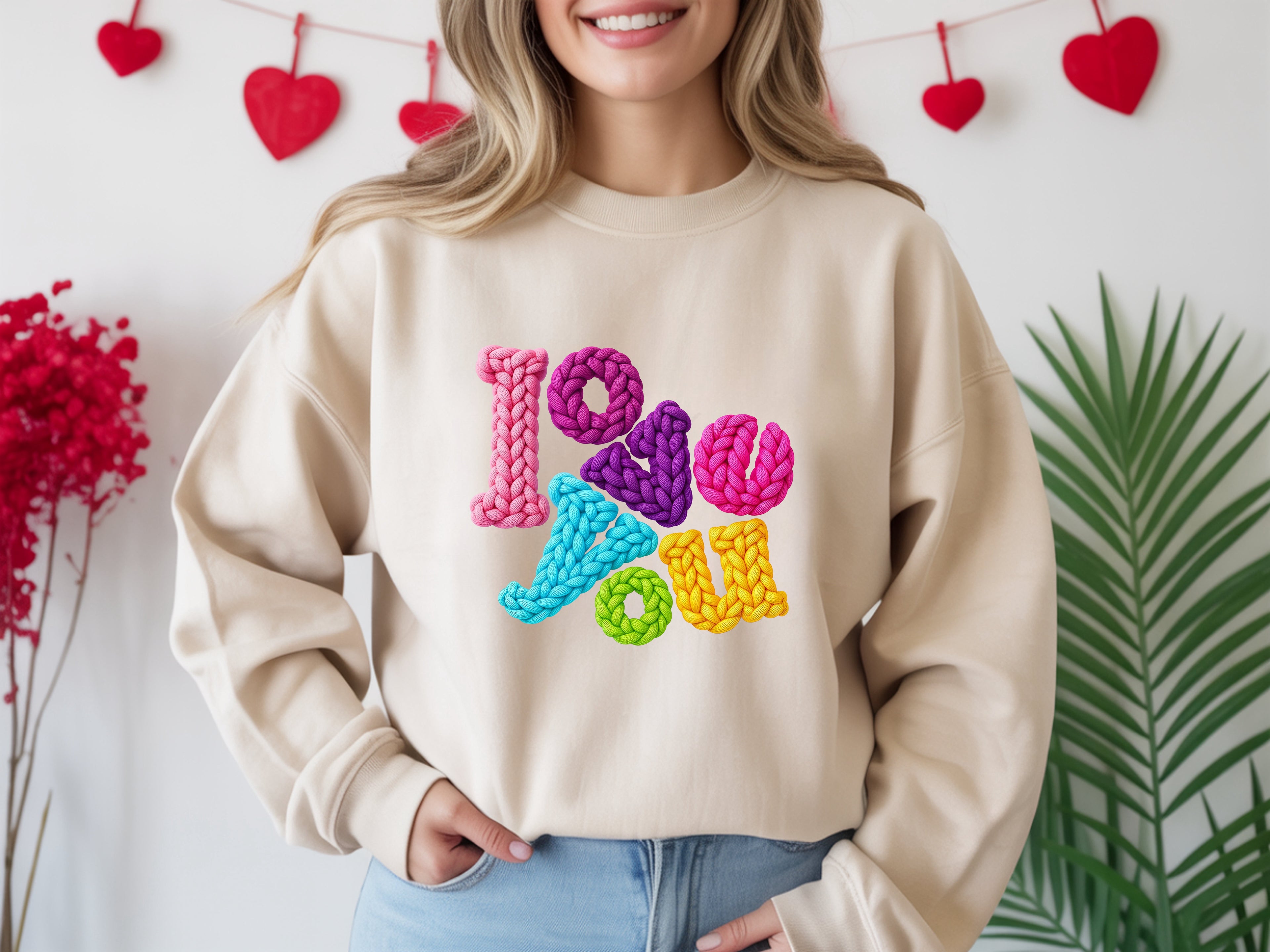 Faux Yarn Love Sweatshirt