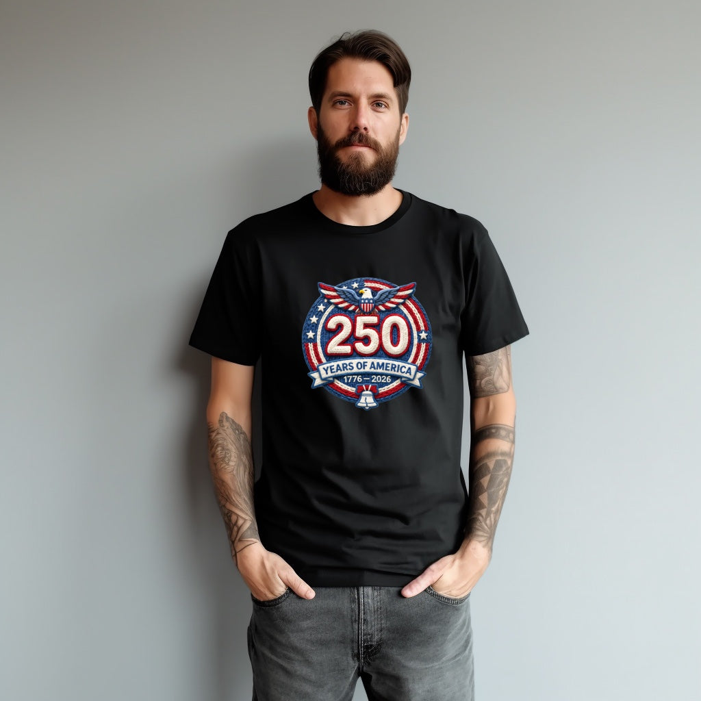 250 Years Faux Yarn T-Shirt – Patriotic Graphic Tee