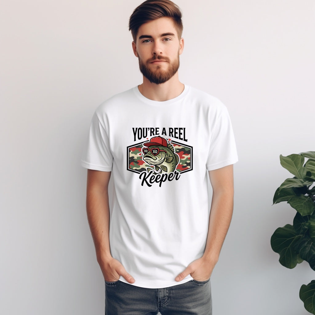 You're A Reel Keeper Fish Valentine Graphic Tee – Funny Fishing Love Shirt