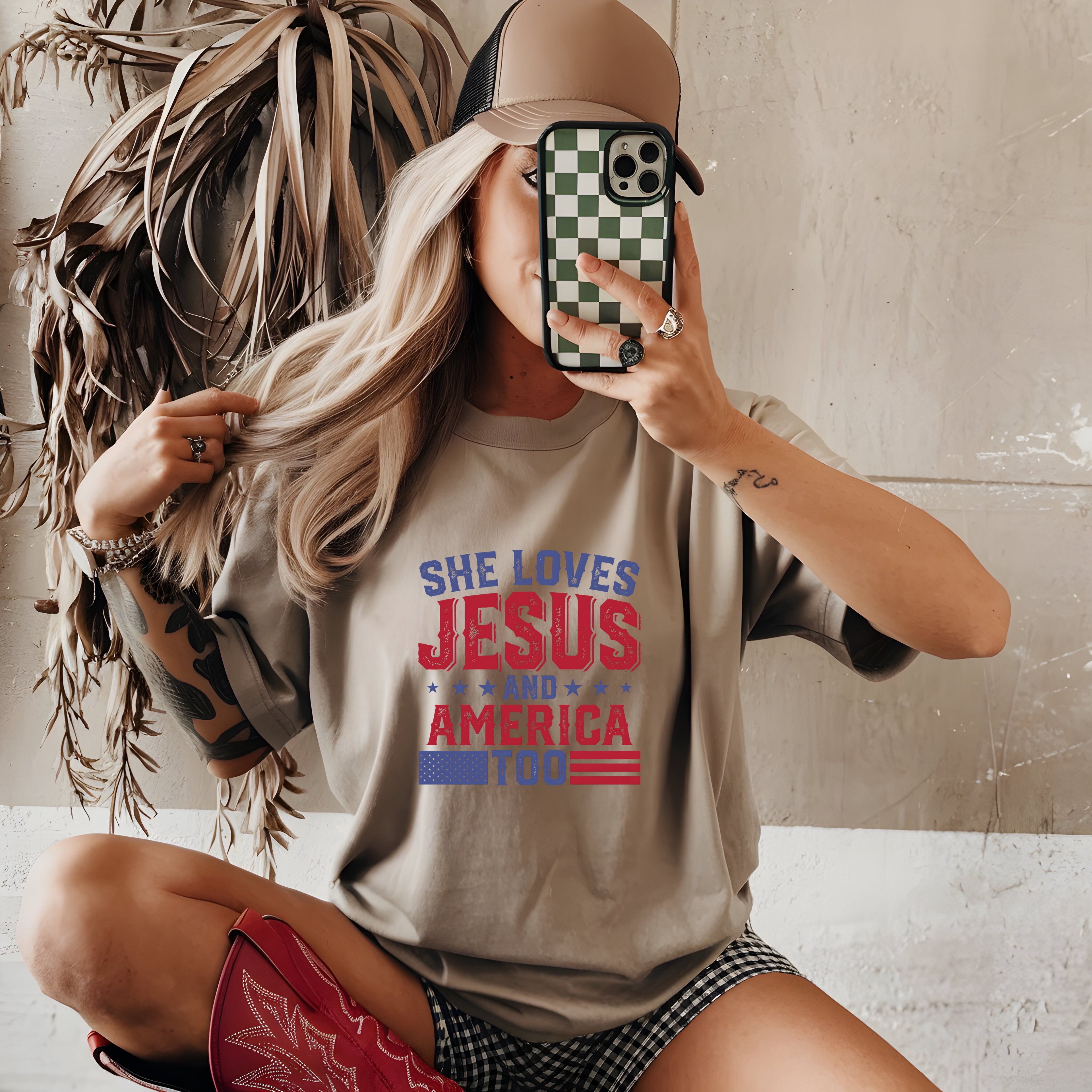 Show Off Your Faith & Patriotism: She Loves Jesus and America Too T-Shirt