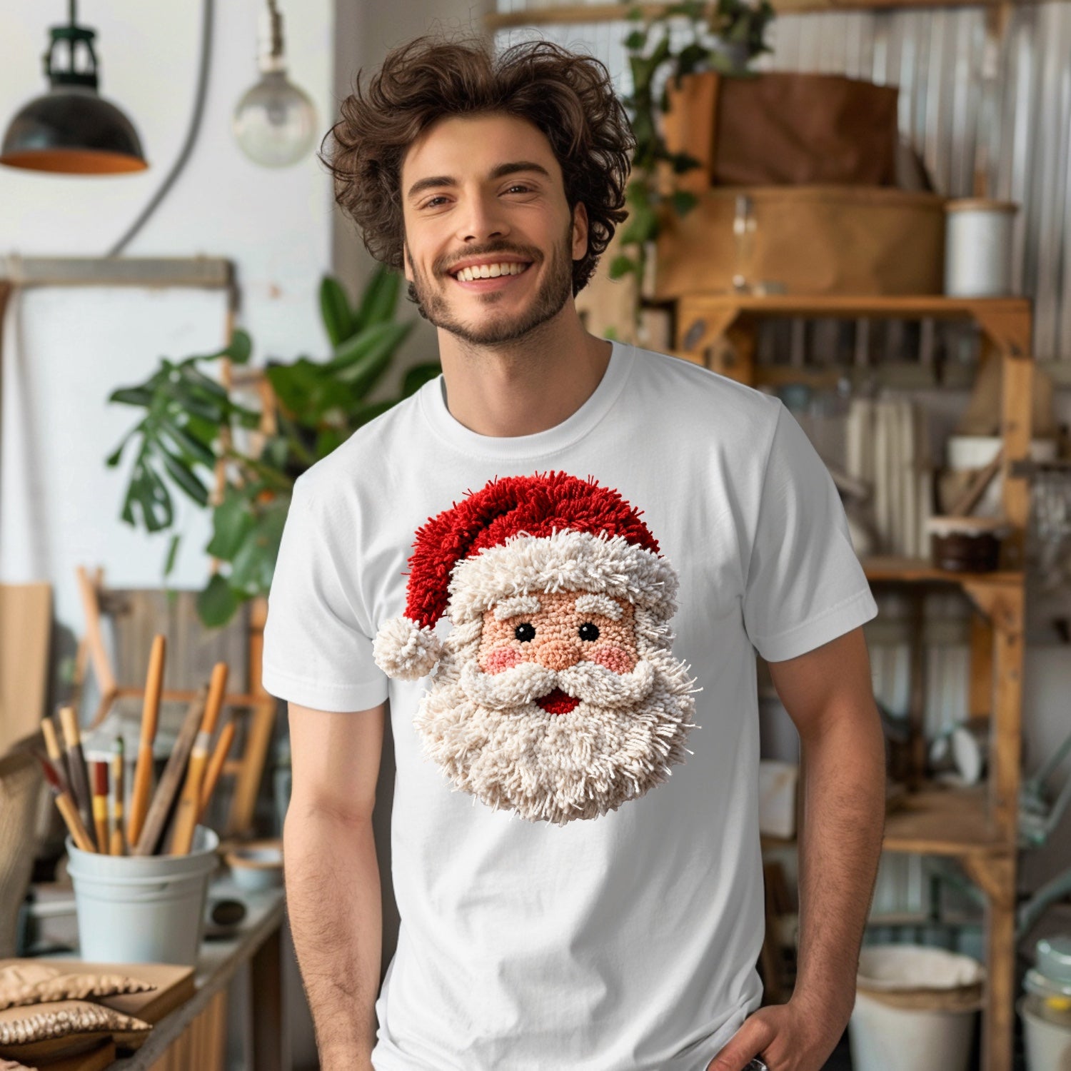 Santa Face Faux Yarn - T-Shirt
