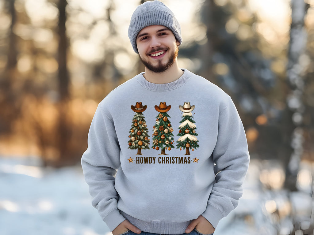 Howdy Christmas Western Tree | Rustic Holiday Design Sweatshirt