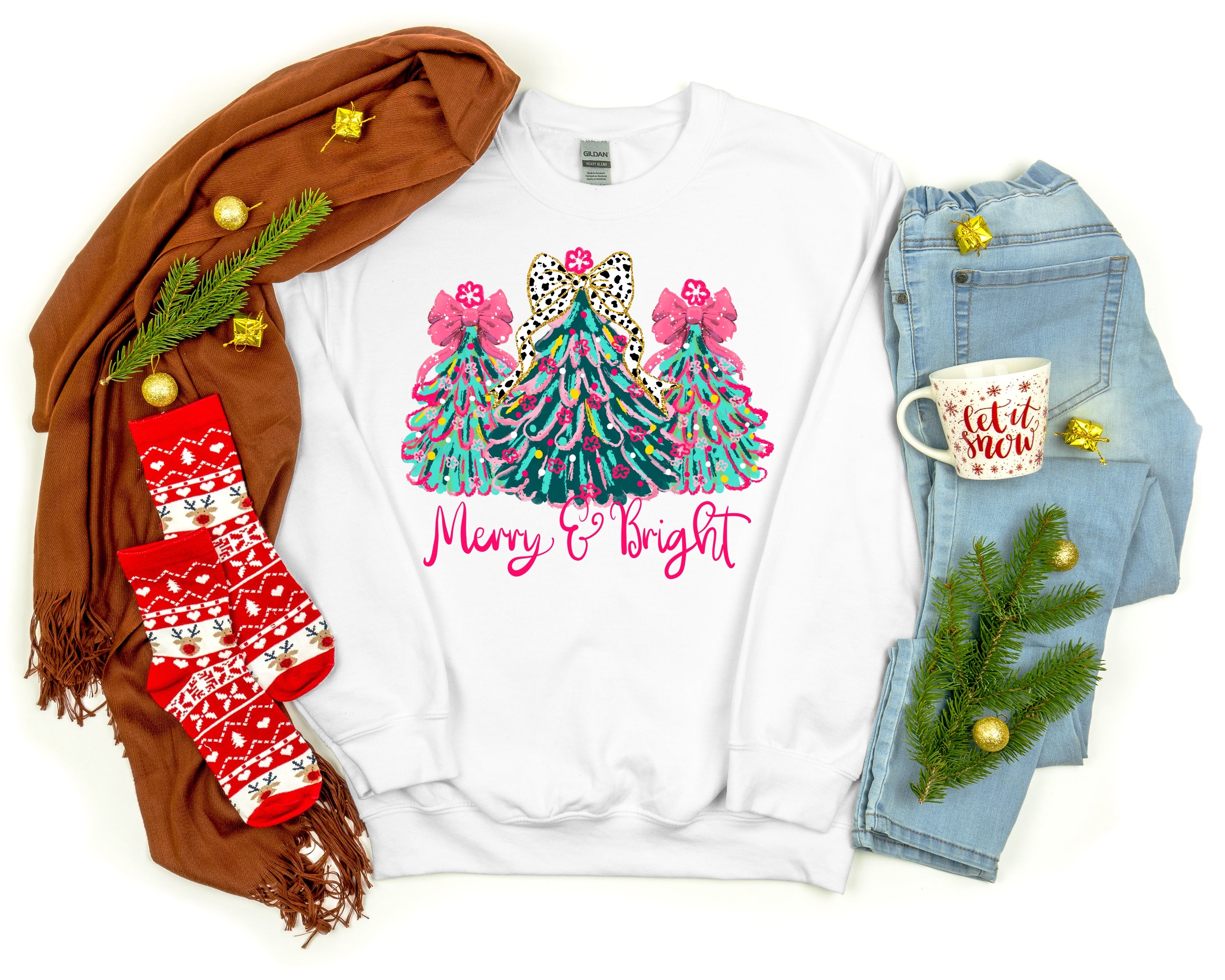 Merry & Bright Christmas Trees Sweatshirt