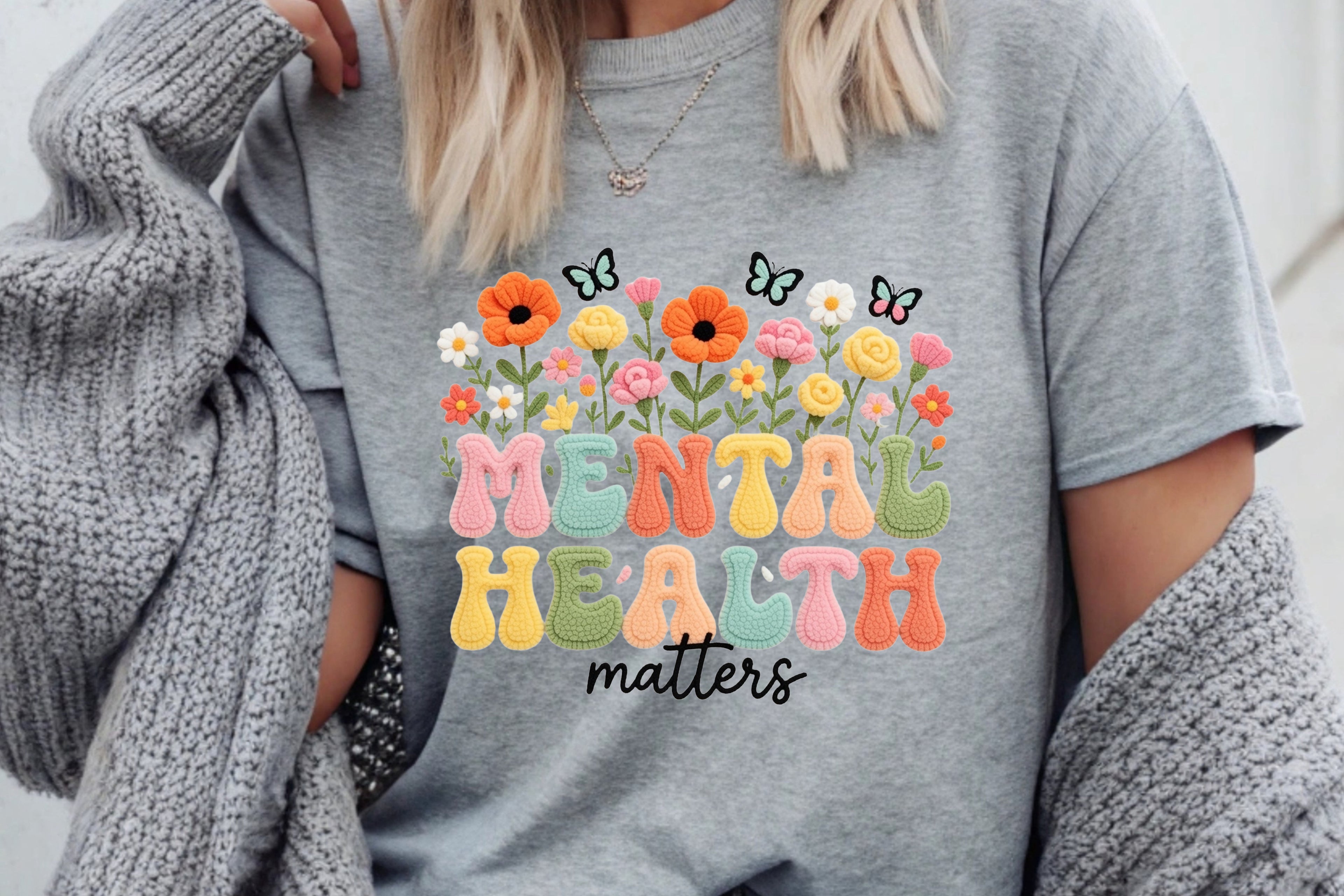 Mental Health Matters Floral Graphic T-Shirt | Cute Inspirational Tee for Women | Chandrella
