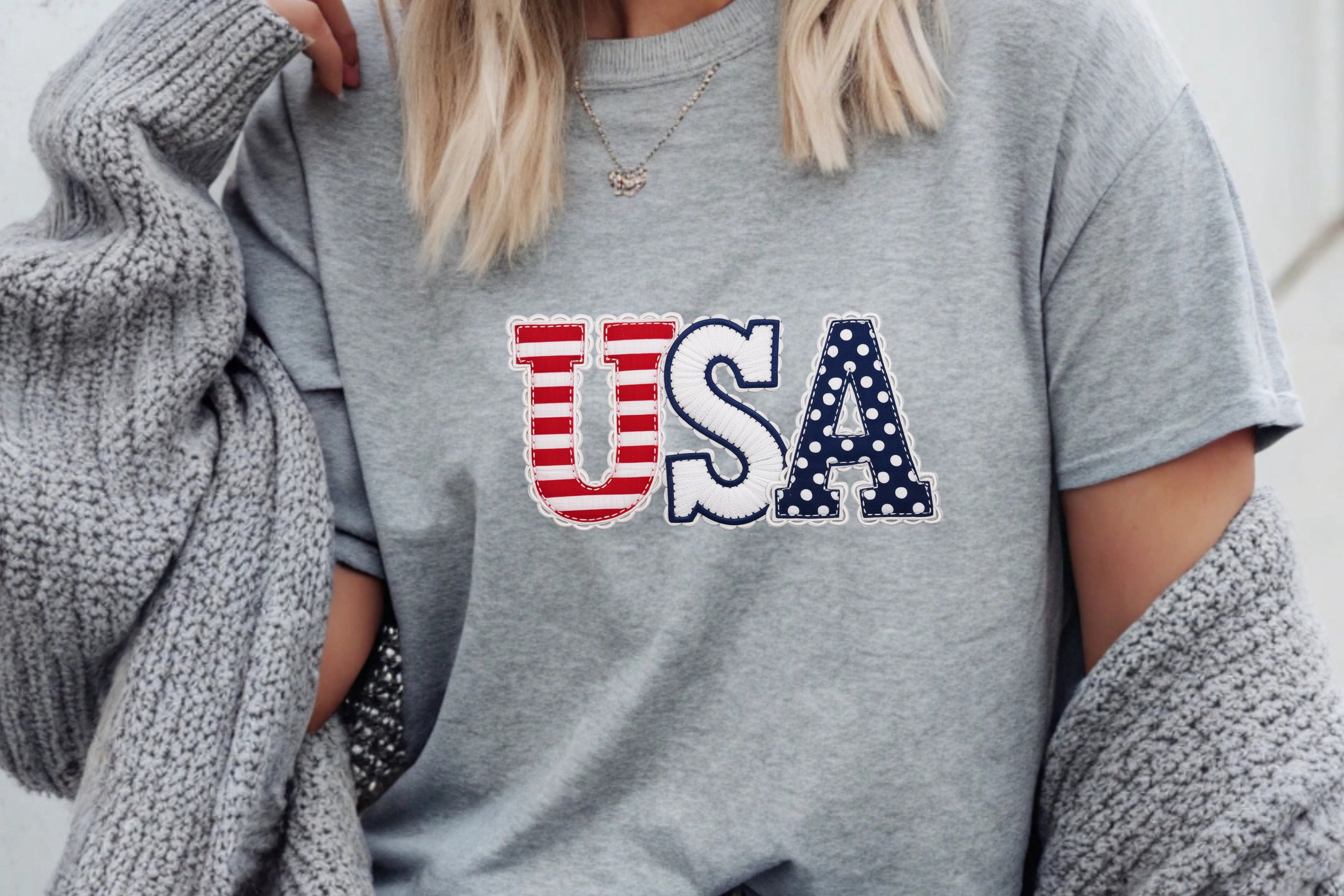 USA Faux Applique T-Shirt
