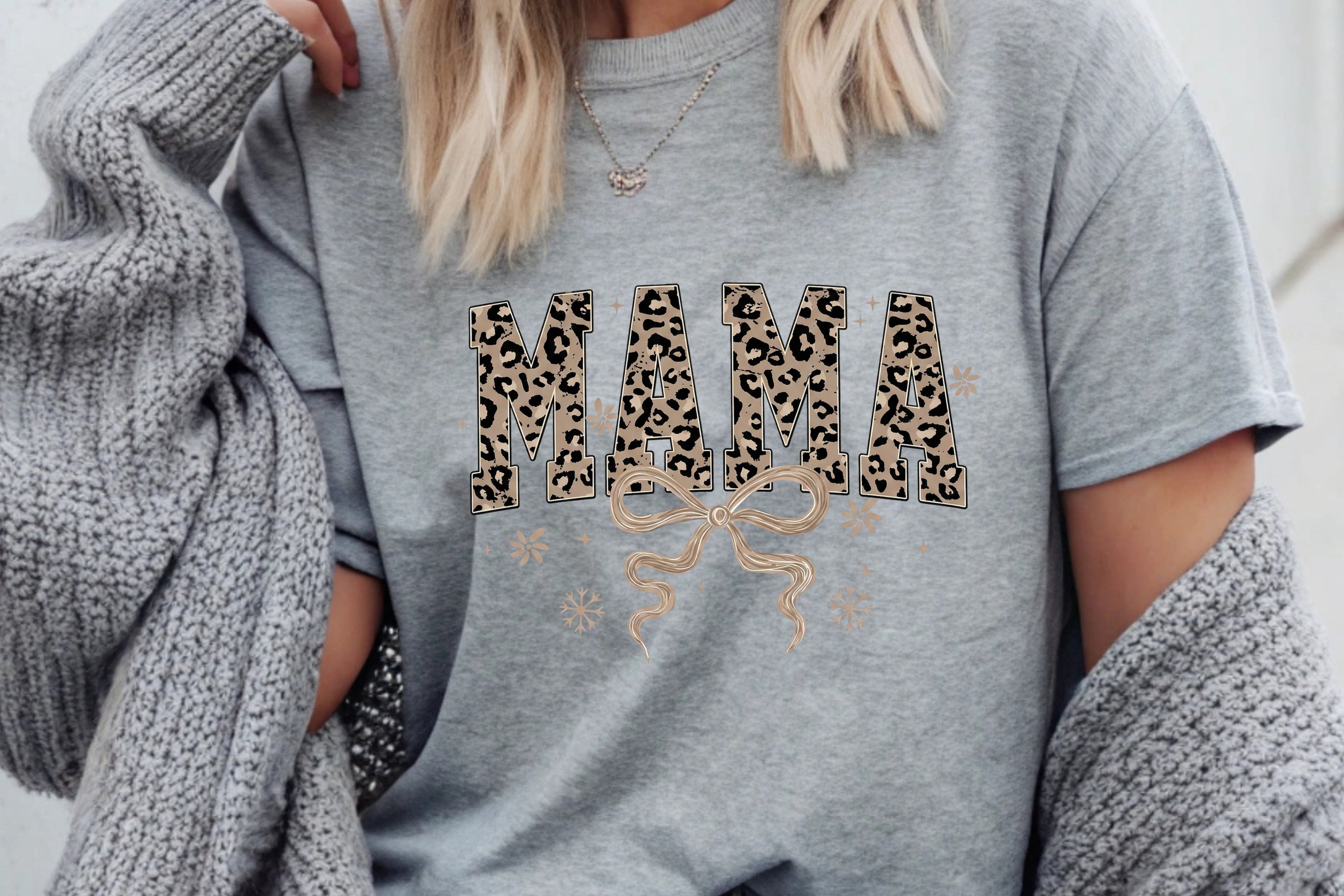 Wild & Chic: Leopard Print "MAMA" with Bow T-Shirt
