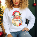 Patchwork Santa Sweatshirt Cozy Quilted Christmas Design
