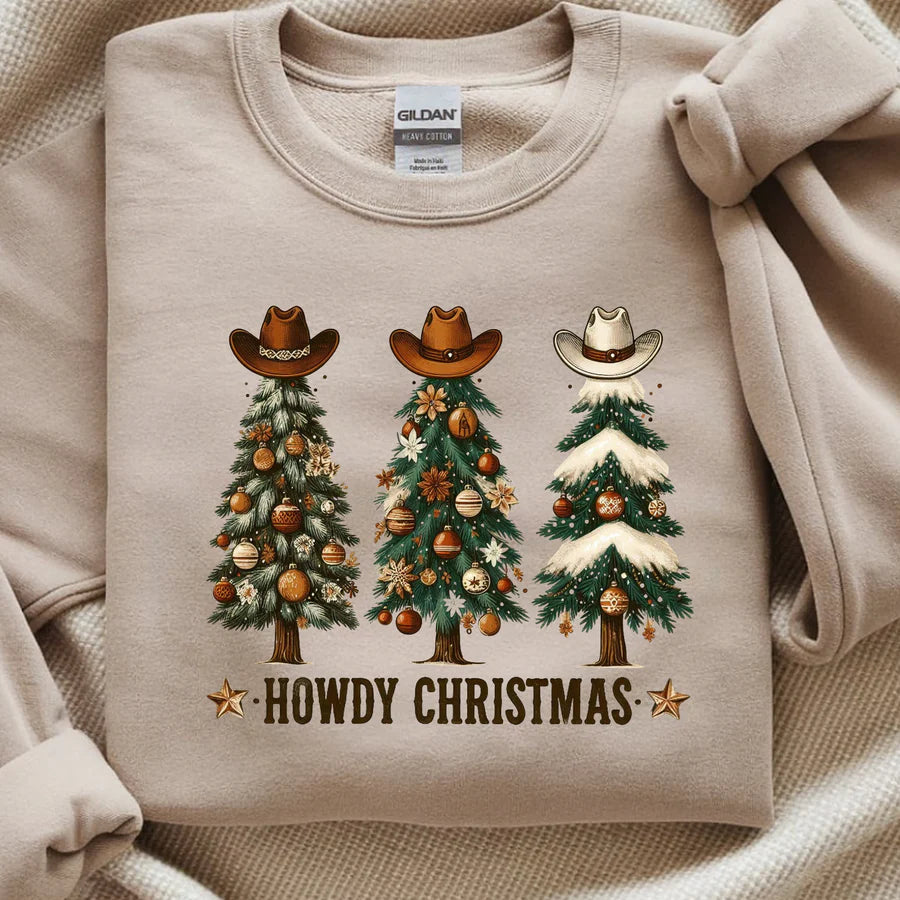 Howdy Christmas Western Tree | Rustic Holiday Design Sweatshirt