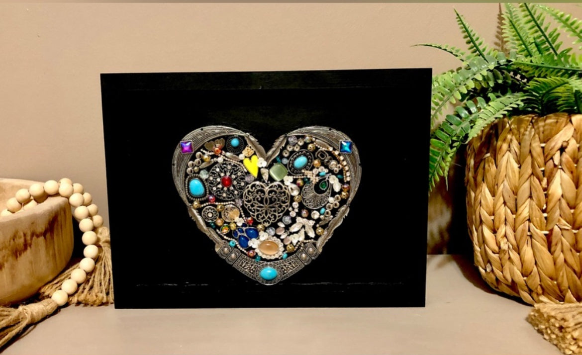Upcycled Jeweled Heart Wall Art